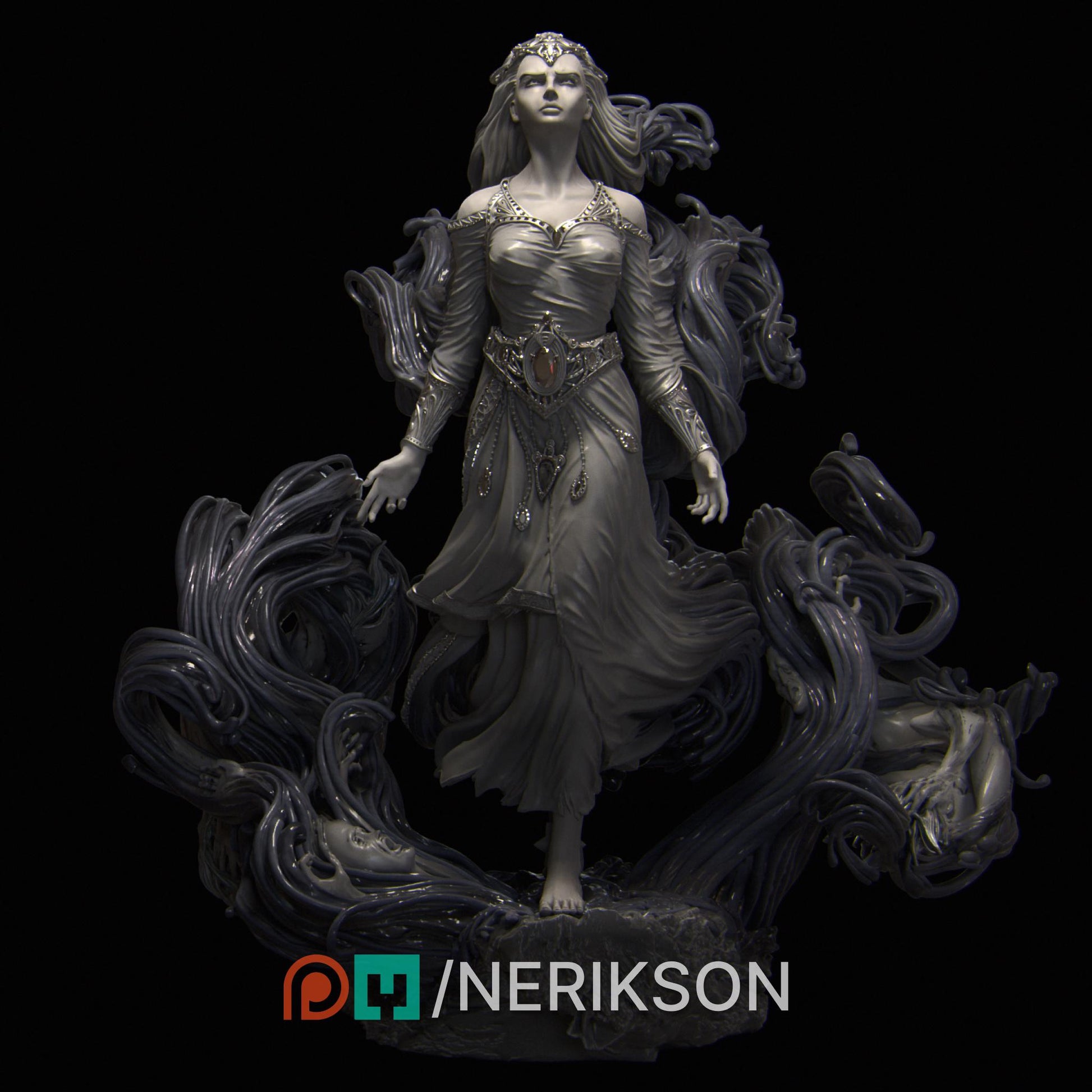 Shereen's Torment | DnD Arthurian Witch Lady of the Lake Collectible Miniature | 32mm / 75mm | by Nerikson