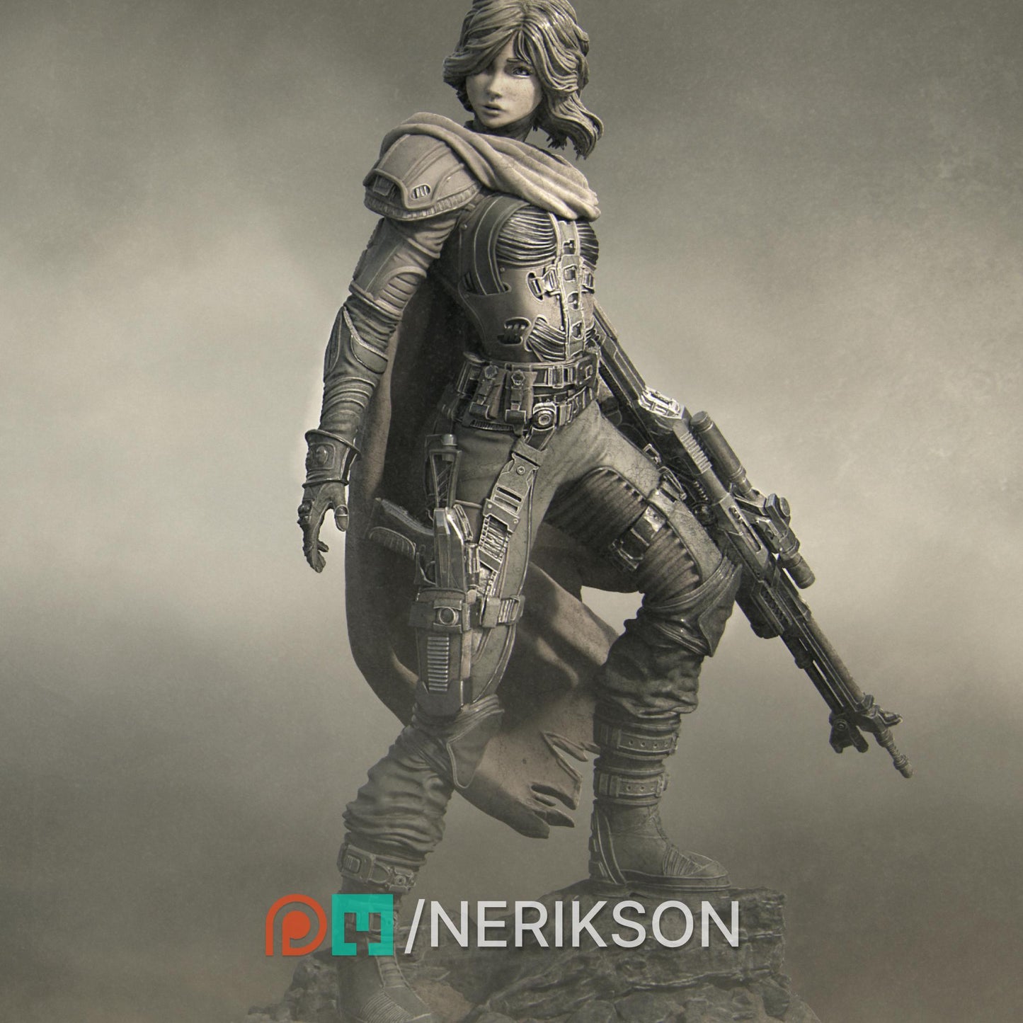 Alyara, The Traveler | Sci-fi Space Ranger Mercenary Collectible Miniature | 32mm / 75mm | by Nerikson