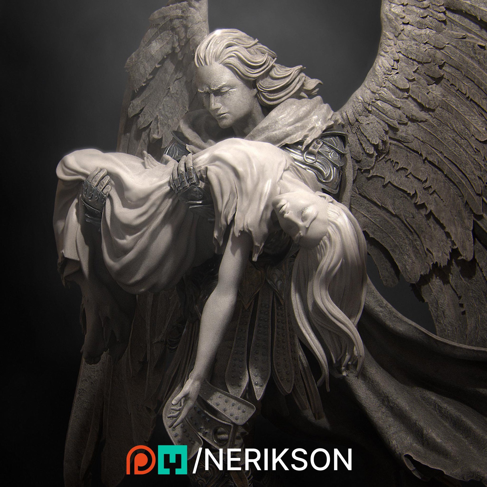Ishm the Fallen | Angel Fighter Collectible Miniature Statue | 75mm / 140mm | by Nerikson