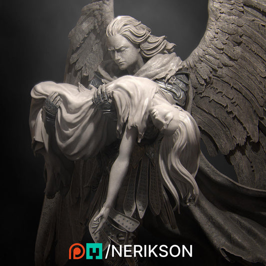 Ishm the Fallen | Angel Fighter Collectible Miniature Statue | 75mm / 140mm | by Nerikson