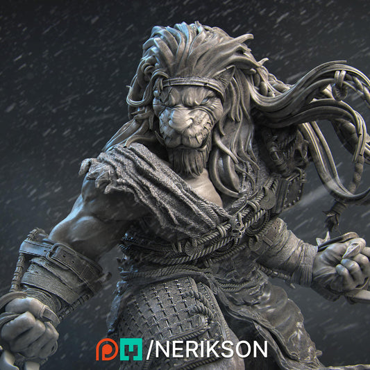 Azat, Way of the Long Dead Monk | DnD Tabaxi Fighter Collectible Miniature Statue | 75mm / 140mm | by Nerikson