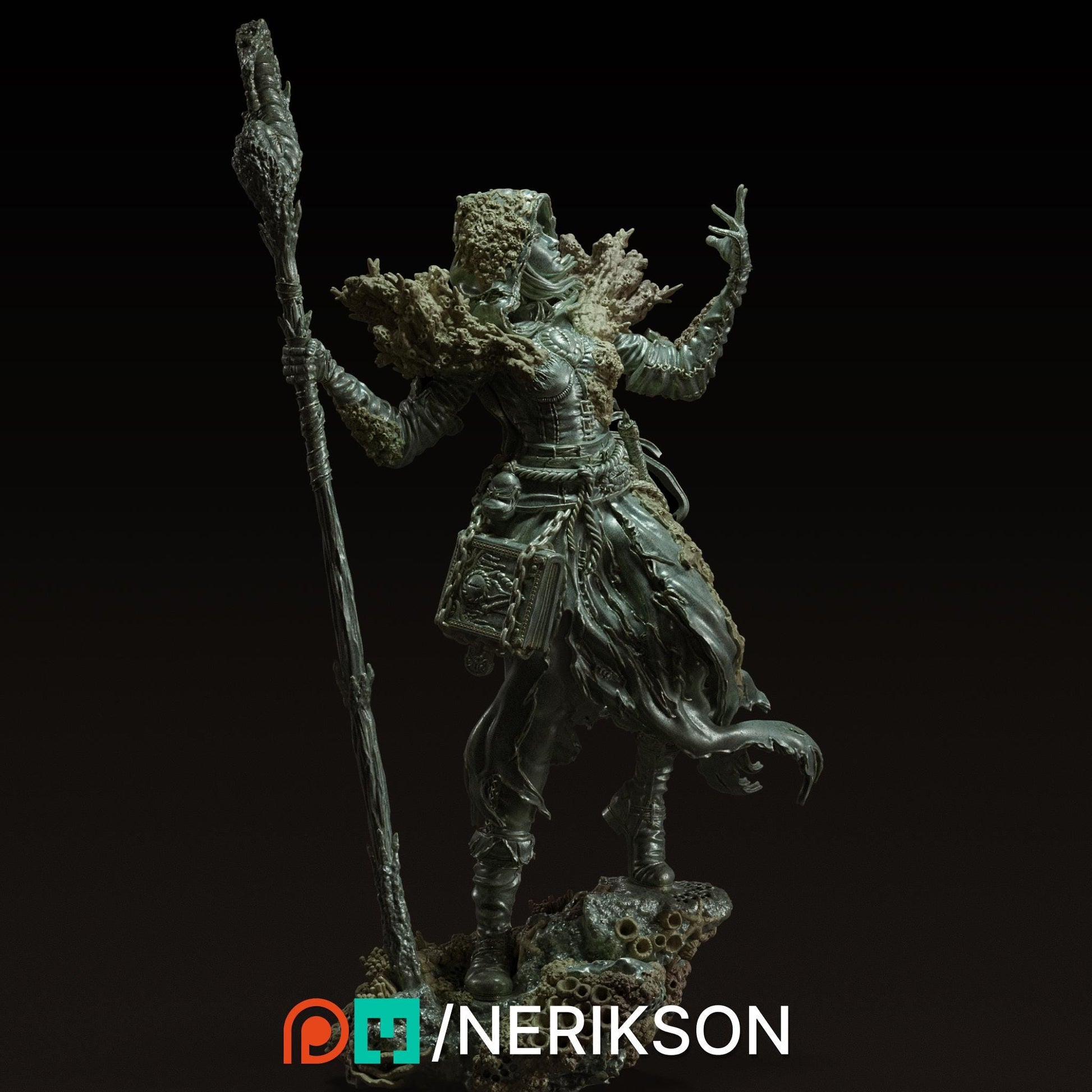 Yelhana, Fathomless Warlock | DnD Female Sorcerer Wizard Collectible Miniature Statue | 75mm / 140mm | by Nerikson