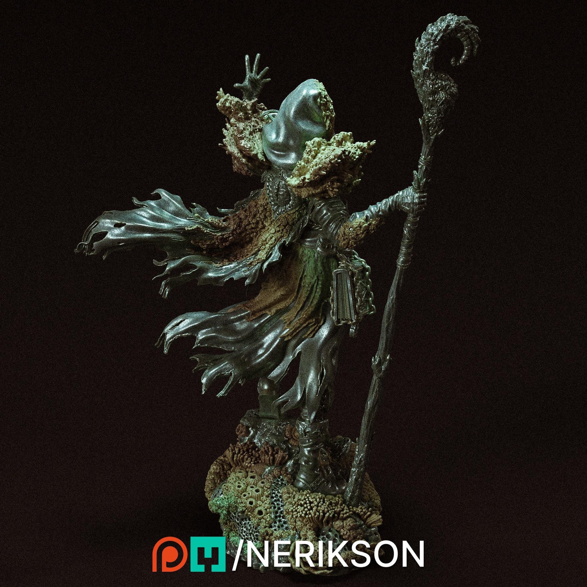 Yelhana, Fathomless Warlock | DnD Female Sorcerer Wizard Collectible Miniature Statue | 75mm / 140mm | by Nerikson