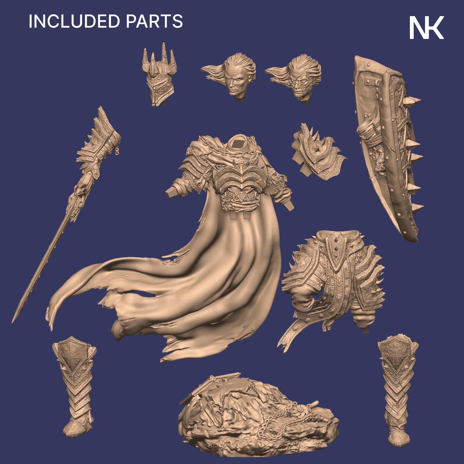 Vaeter, the Branded Warrior | Undead Knight Collectible Miniature Statue | 75mm / 140mm | by Nerikson