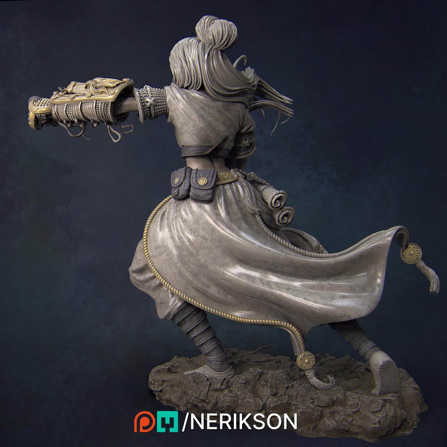 Kazue, the Dragon Girl | DnD Female Monk Warrior Collectible Miniature Statue | 75mm / 140mm | by Nerikson