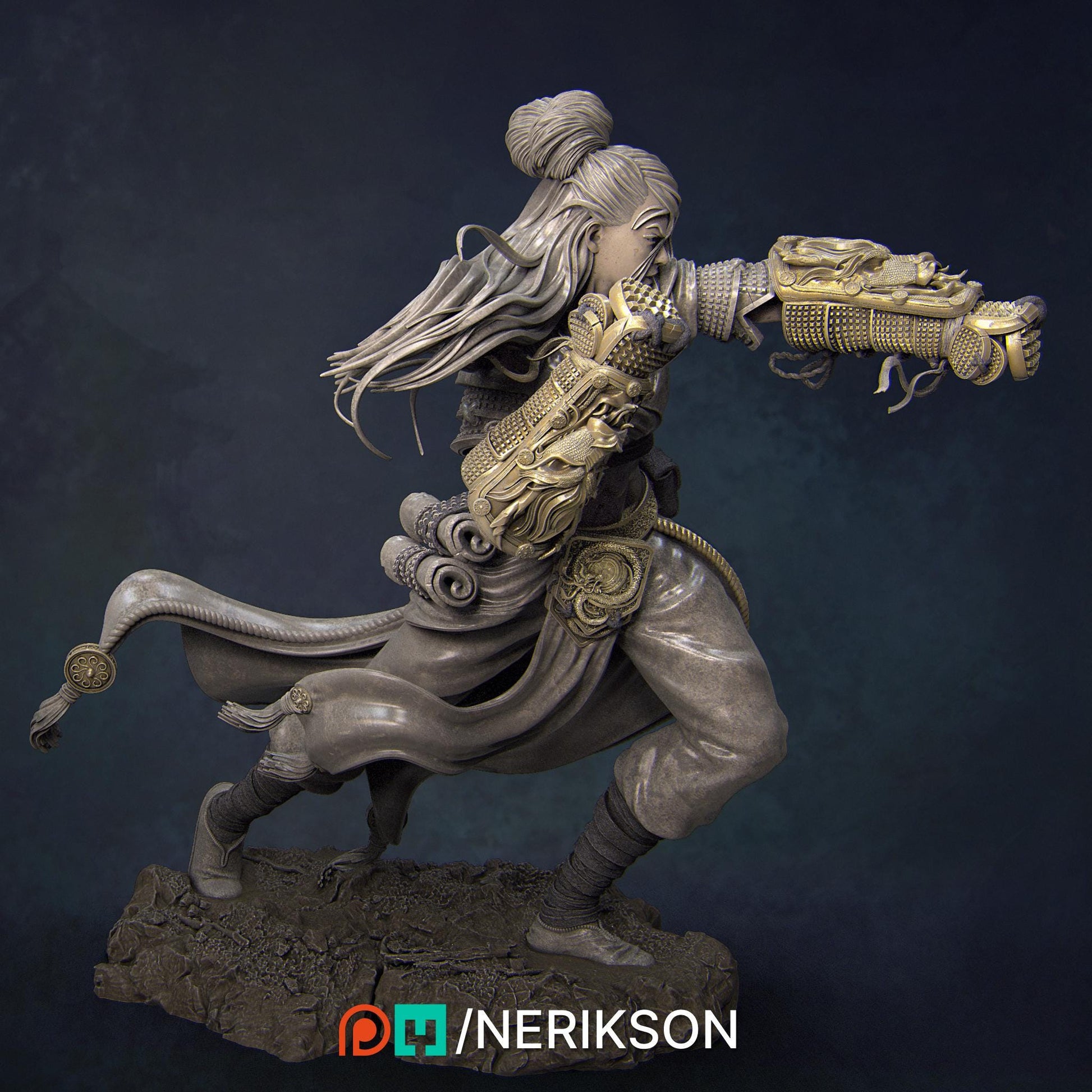 Kazue, the Dragon Girl | DnD Female Monk Warrior Collectible Miniature Statue | 75mm / 140mm | by Nerikson