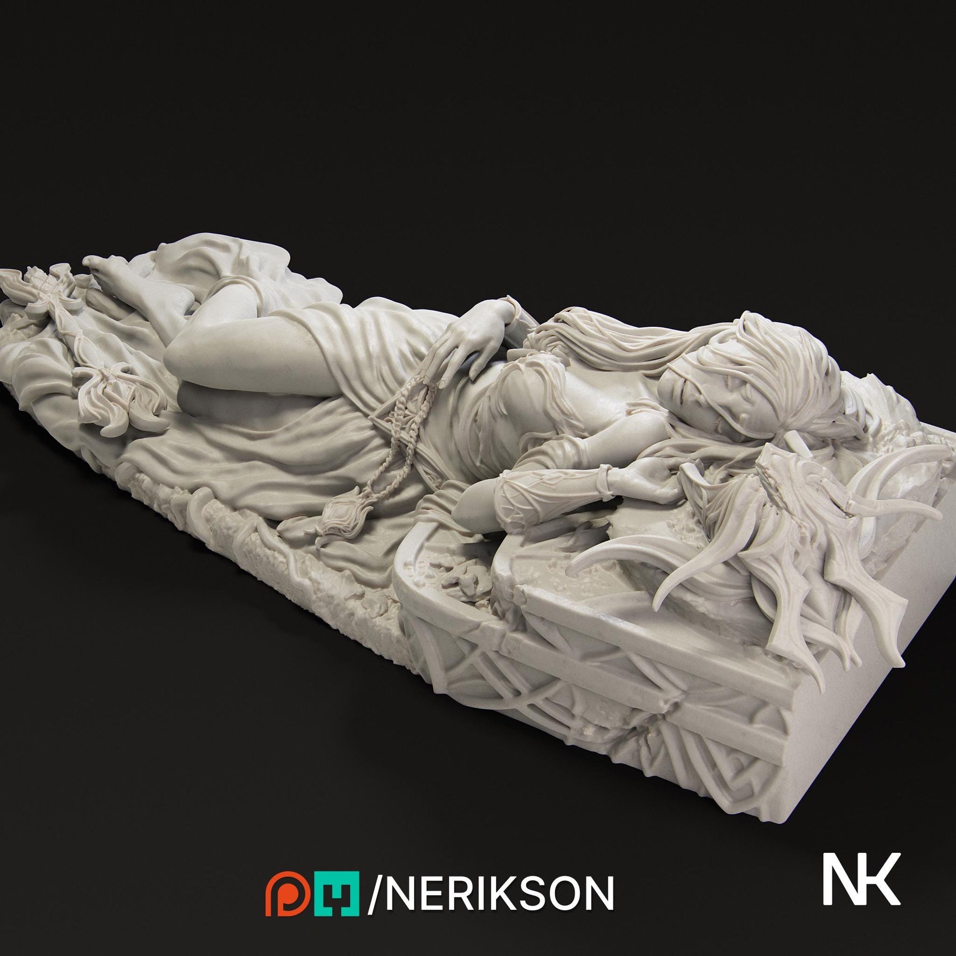 Light's End | DnD Female Cleric Collectible Diorama Statue | 75mm / 140mm | by Nerikson