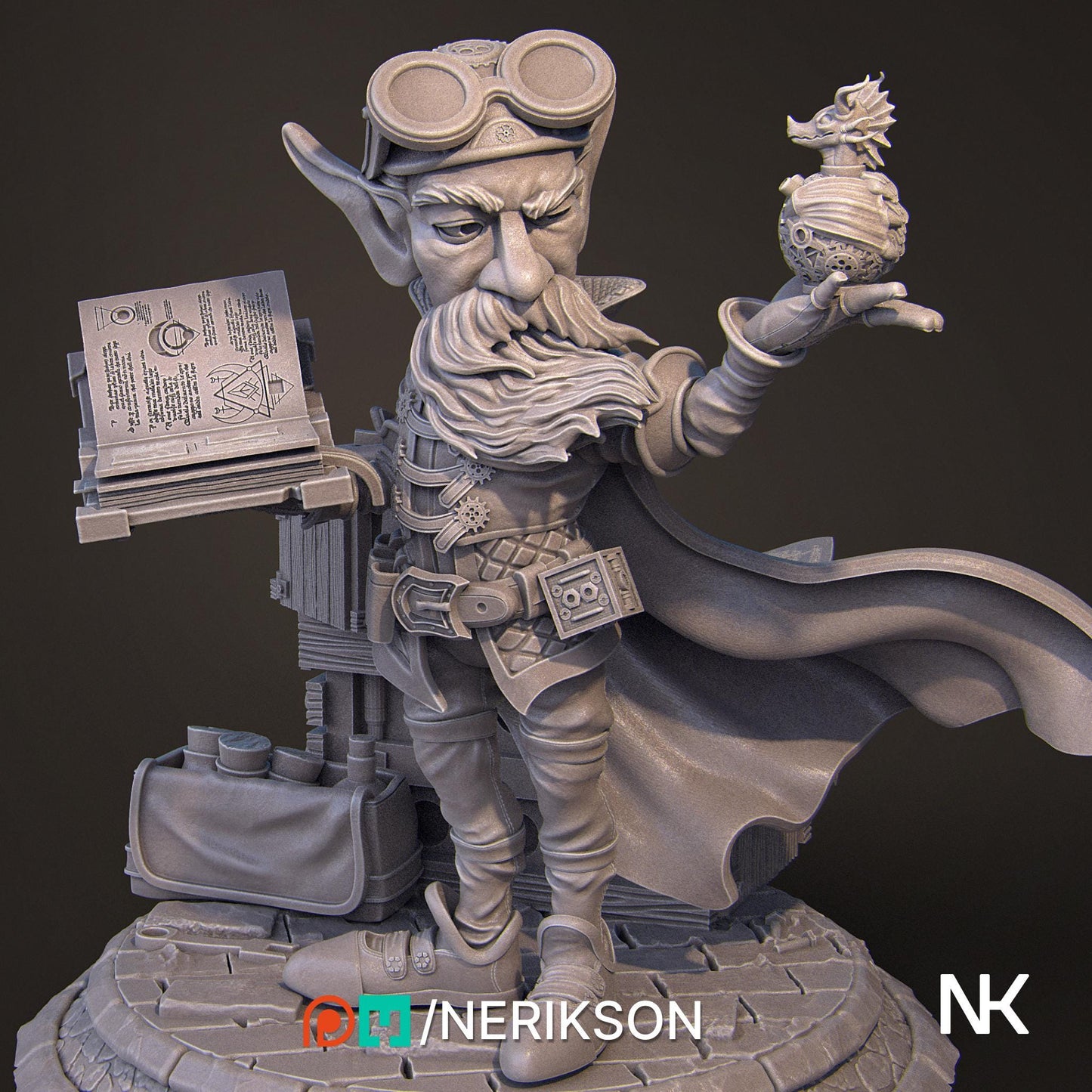 Alvynn | DnD Gnome Artificer Collectible Miniature | 32mm / 75mm | by Nerikson