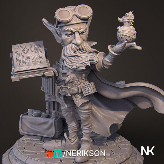 Alvynn | DnD Gnome Artificer Collectible Miniature | 32mm / 75mm | by Nerikson