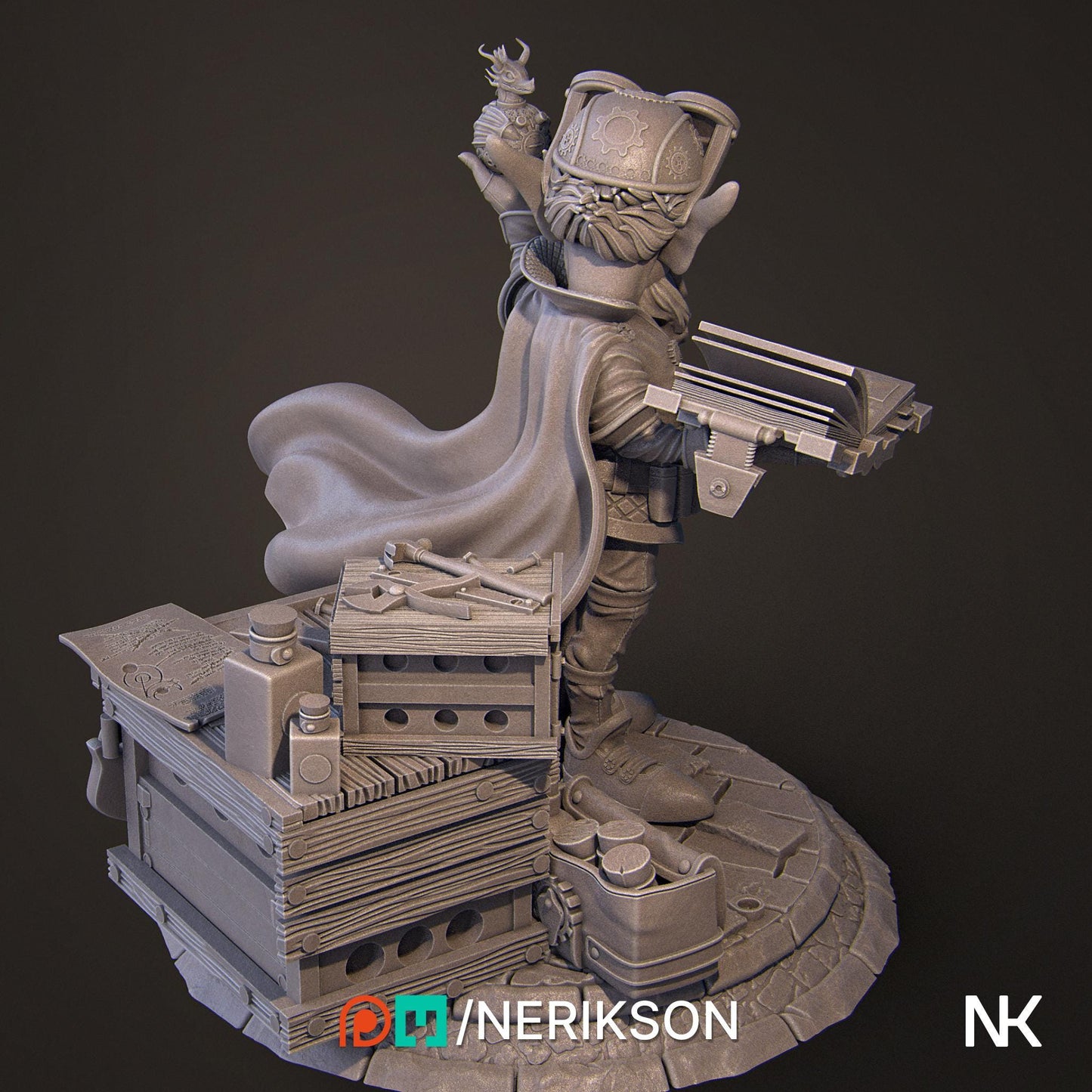 Alvynn | DnD Gnome Artificer Collectible Miniature | 32mm / 75mm | by Nerikson