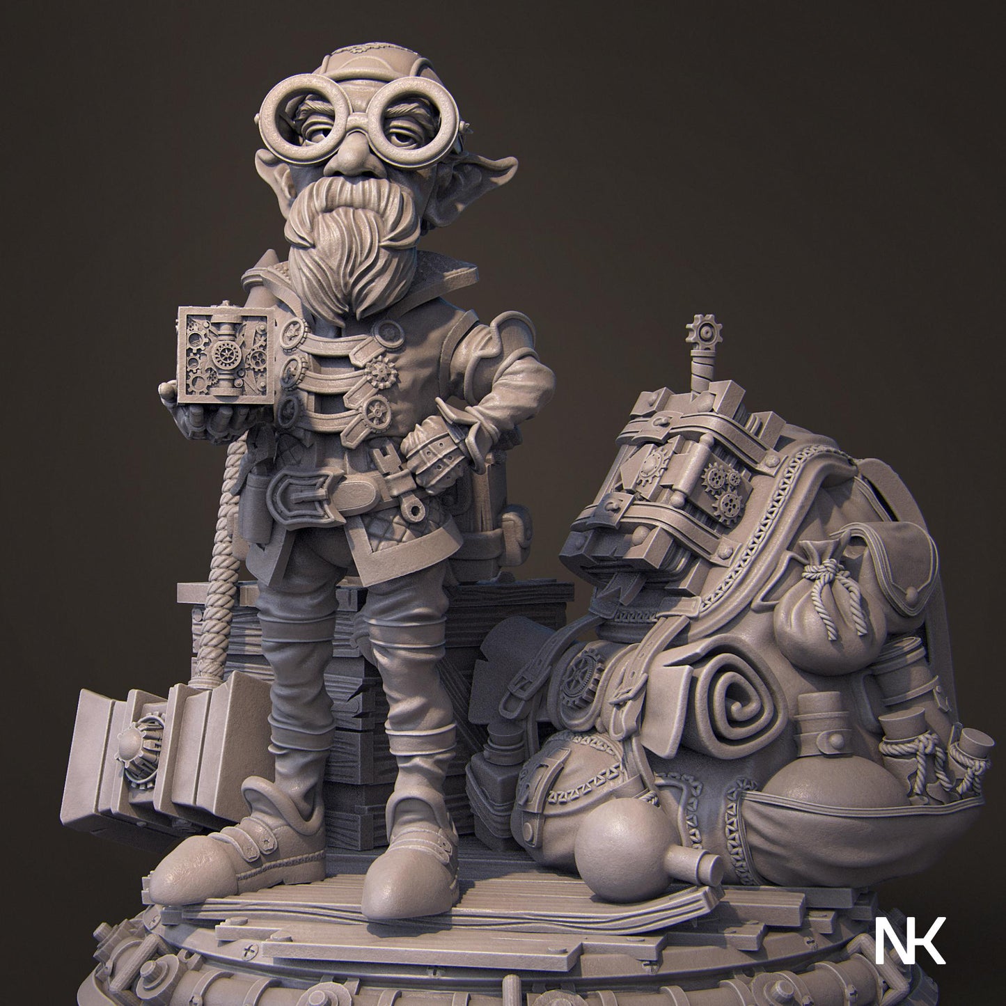 Alvynn | DnD Gnome Artificer Collectible Miniature | 32mm / 75mm | by Nerikson