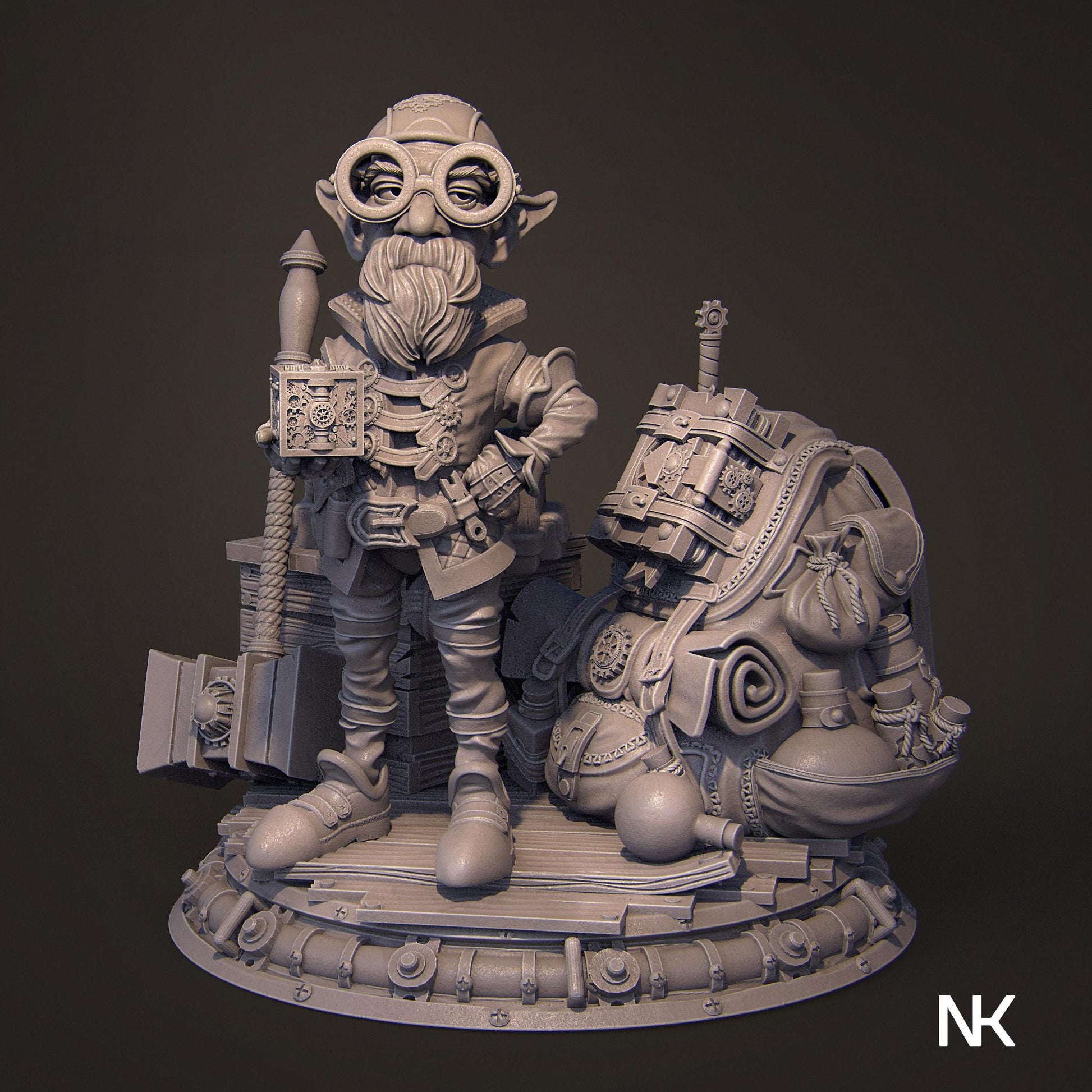 Alvynn | DnD Gnome Artificer Collectible Miniature | 32mm / 75mm | by Nerikson
