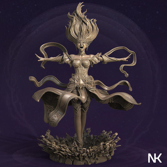 Lyndra the Archmage | DnD Female Witch Sorceress Warlock Collectible Miniature Statue | 75mm / 140mm | by Nerikson