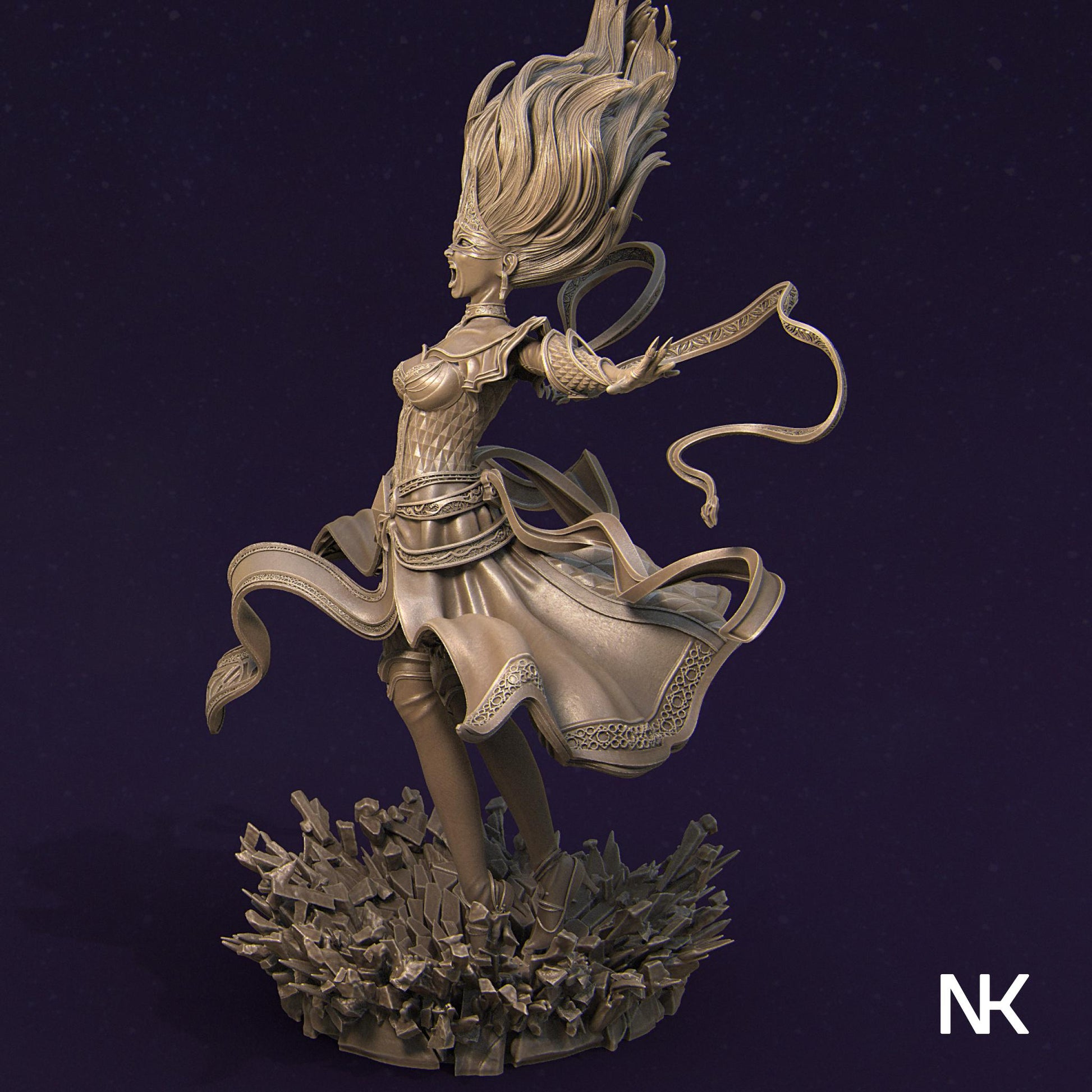 Lyndra the Archmage | DnD Female Witch Sorceress Warlock Collectible Miniature Statue | 75mm / 140mm | by Nerikson