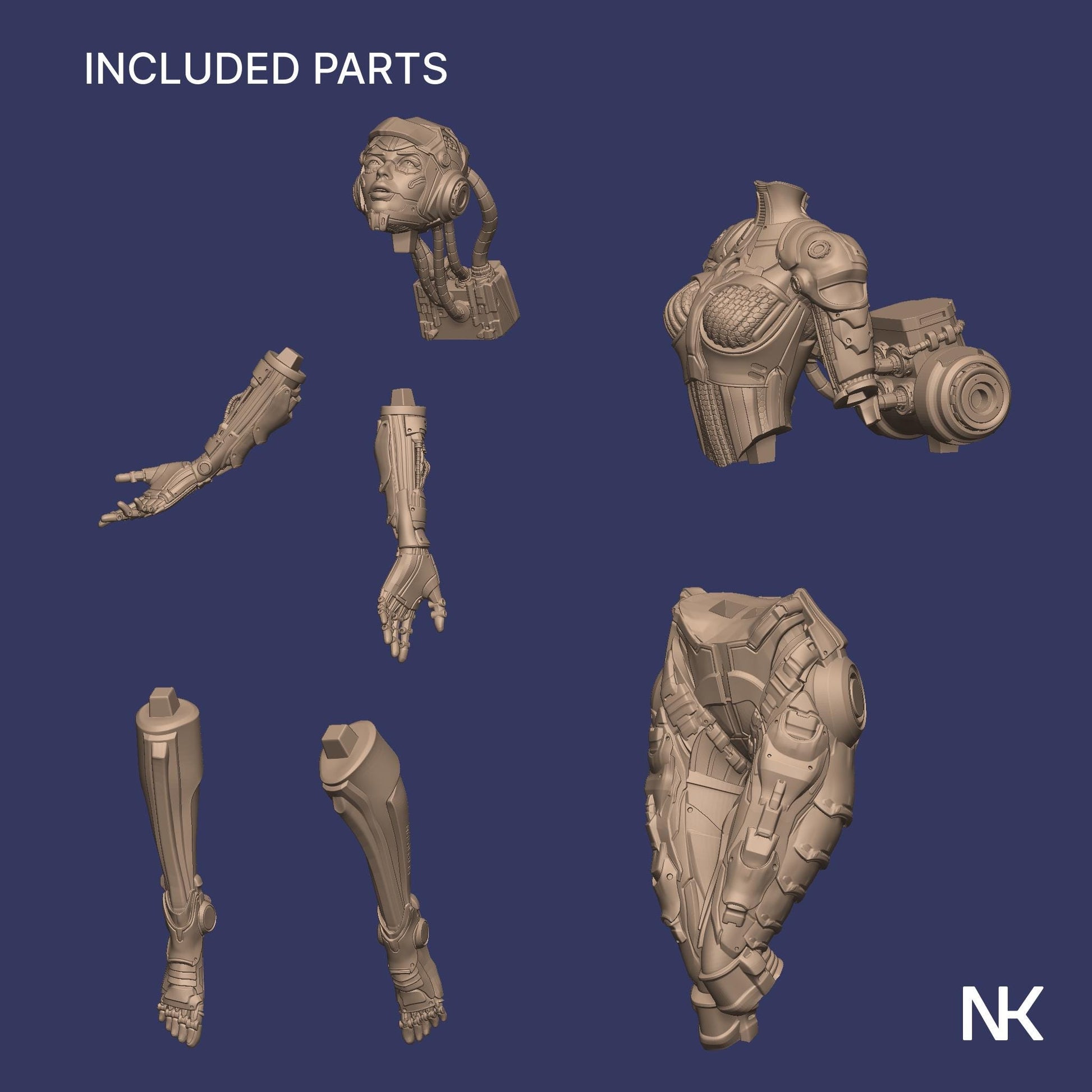 Project Eve | Sci-fi Female Cyborg Android Collectible Miniature Statue | 75mm / 140mm | by Nerikson