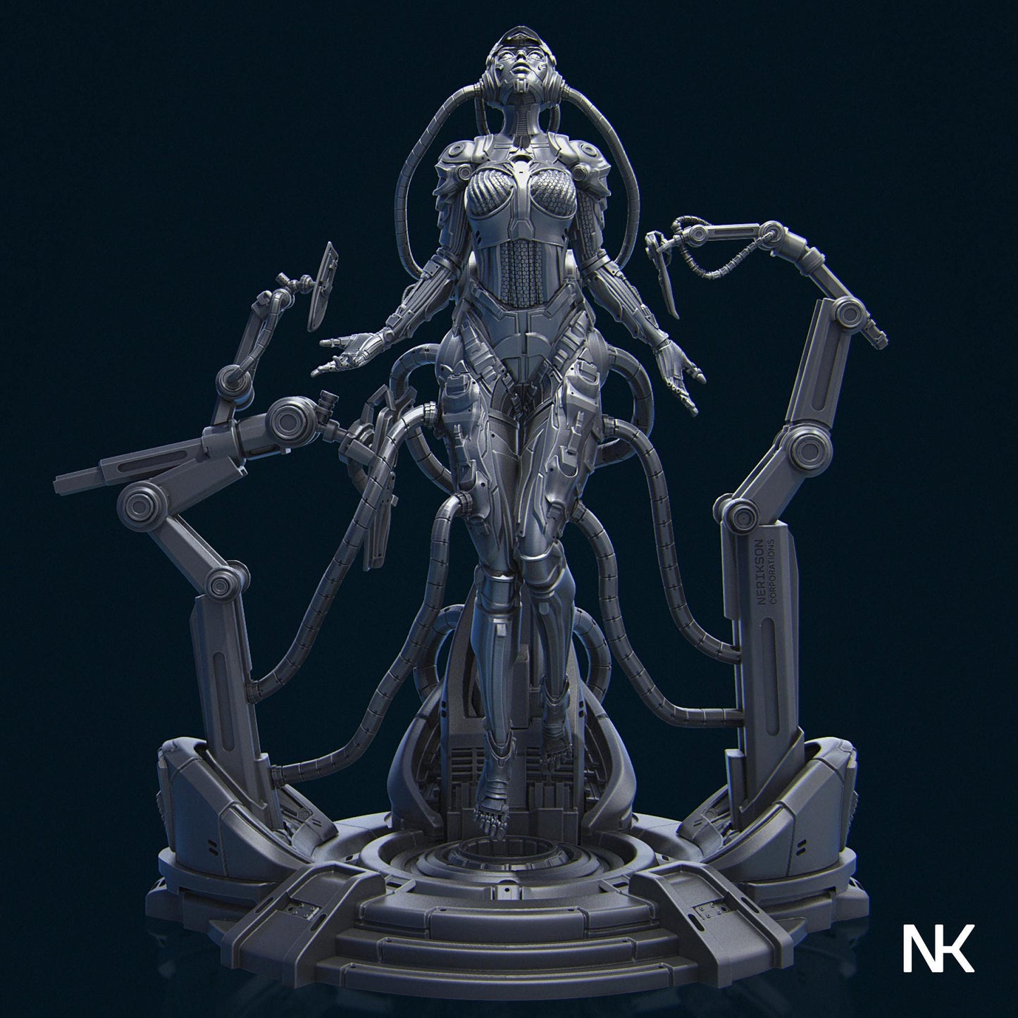 Project Eve | Sci-fi Female Cyborg Android Collectible Miniature Statue | 75mm / 140mm | by Nerikson