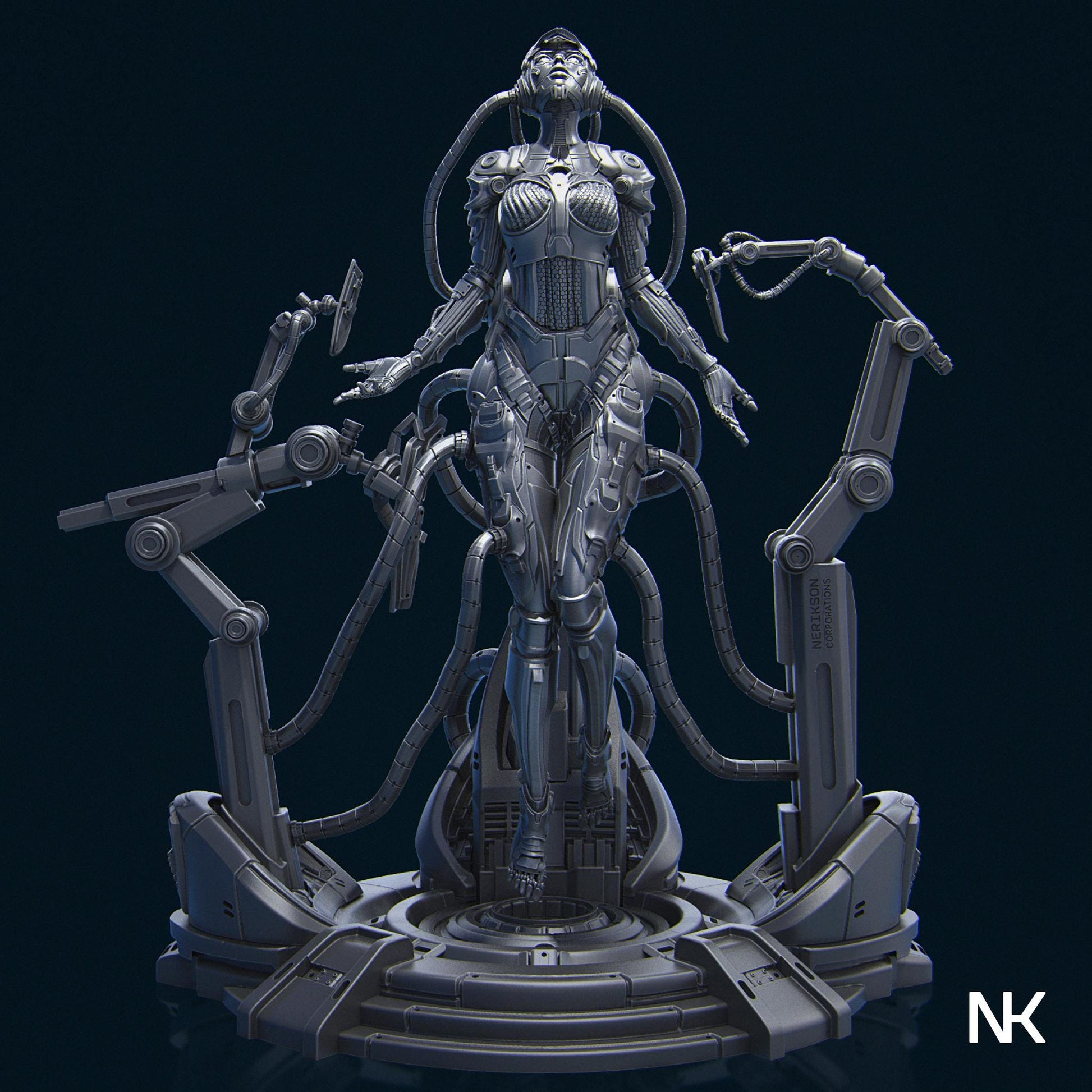 Project Eve | Sci-fi Female Cyborg Android Collectible Miniature Statue | 75mm / 140mm | by Nerikson