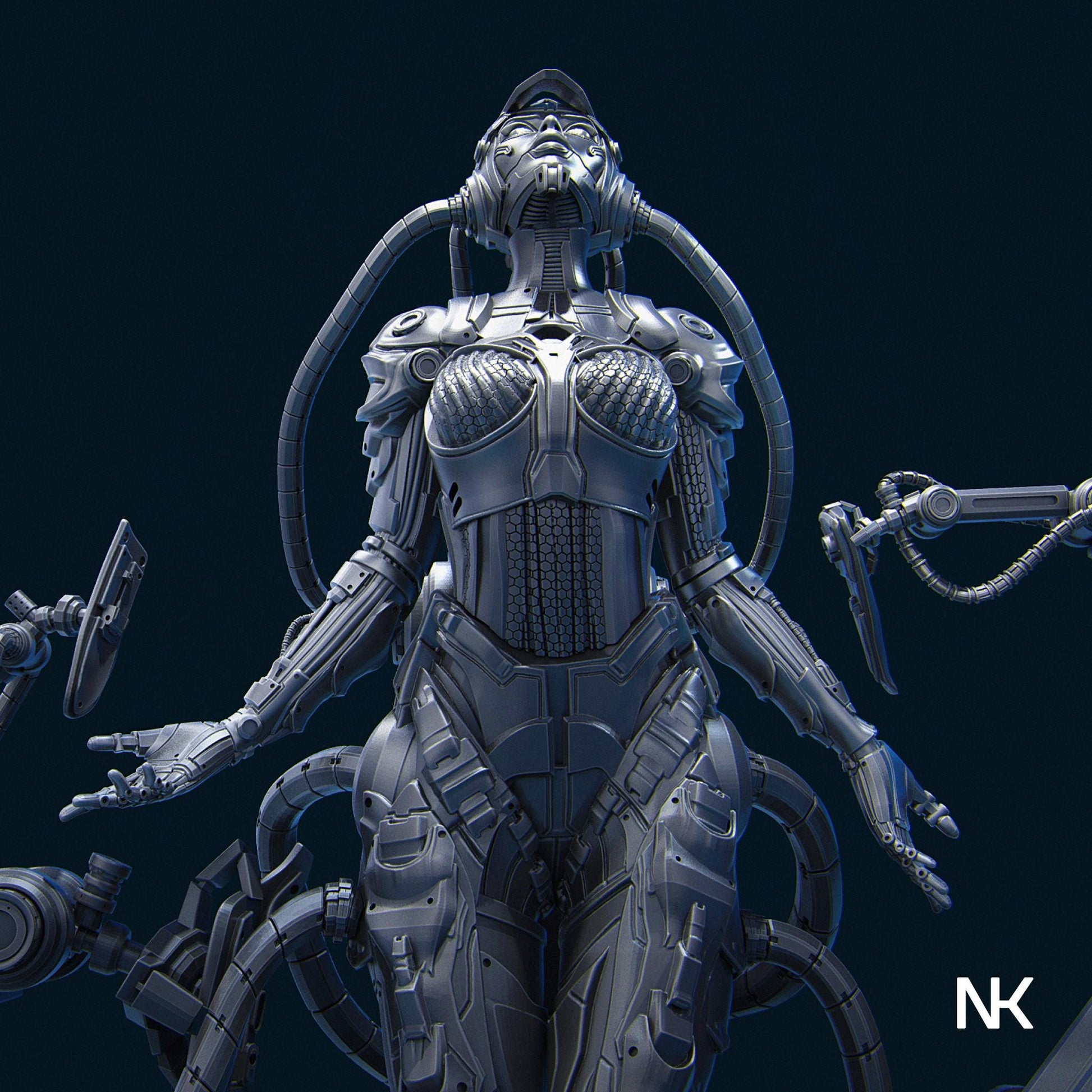 Project Eve | Sci-fi Female Cyborg Android Collectible Miniature Statue | 75mm / 140mm | by Nerikson