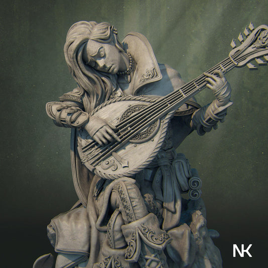 Lisa the Bard | DnD Female Musician Collectible Miniature Statue | 75mm / 140mm | by Nerikson