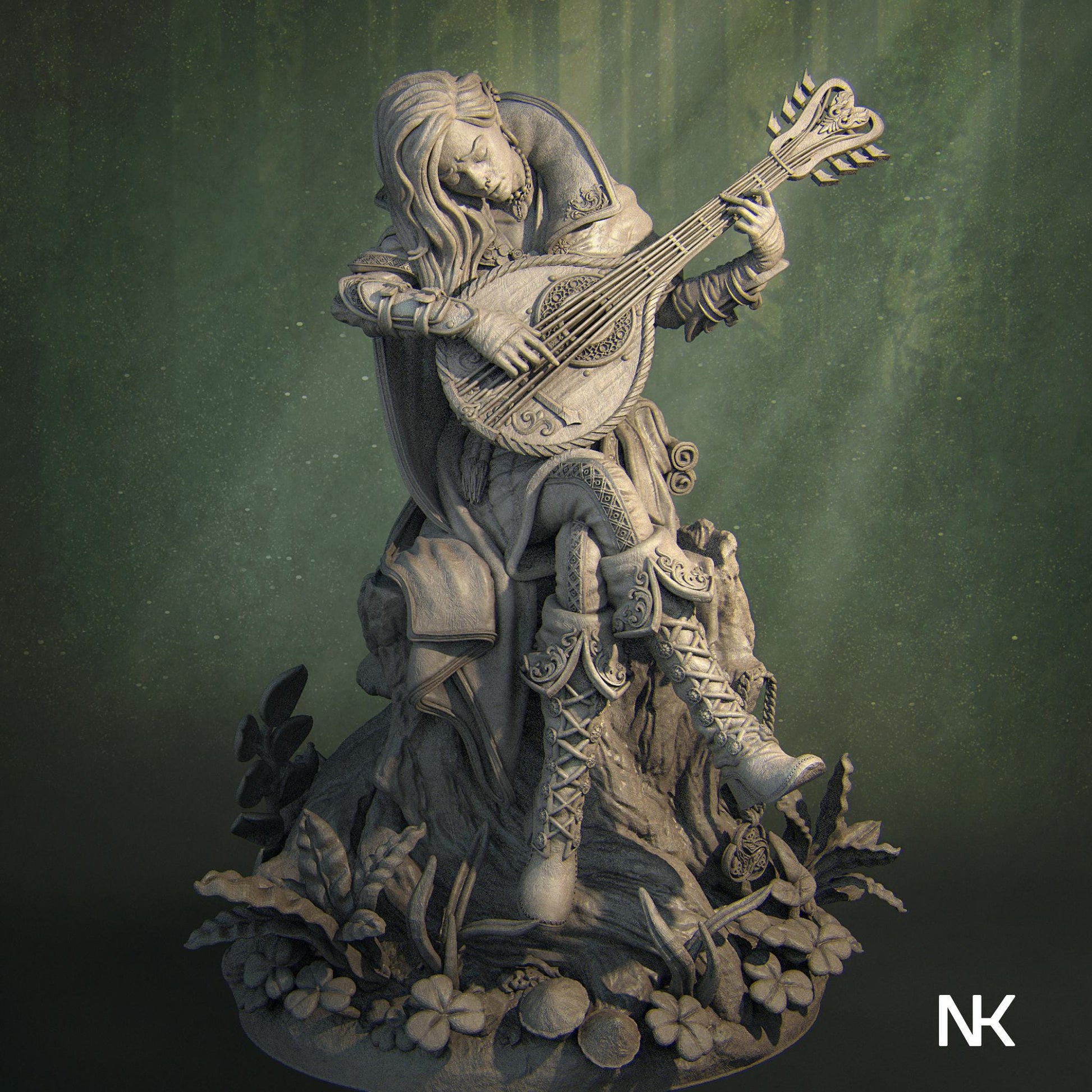 Lisa the Bard | DnD Female Musician Collectible Miniature Statue | 75mm / 140mm | by Nerikson