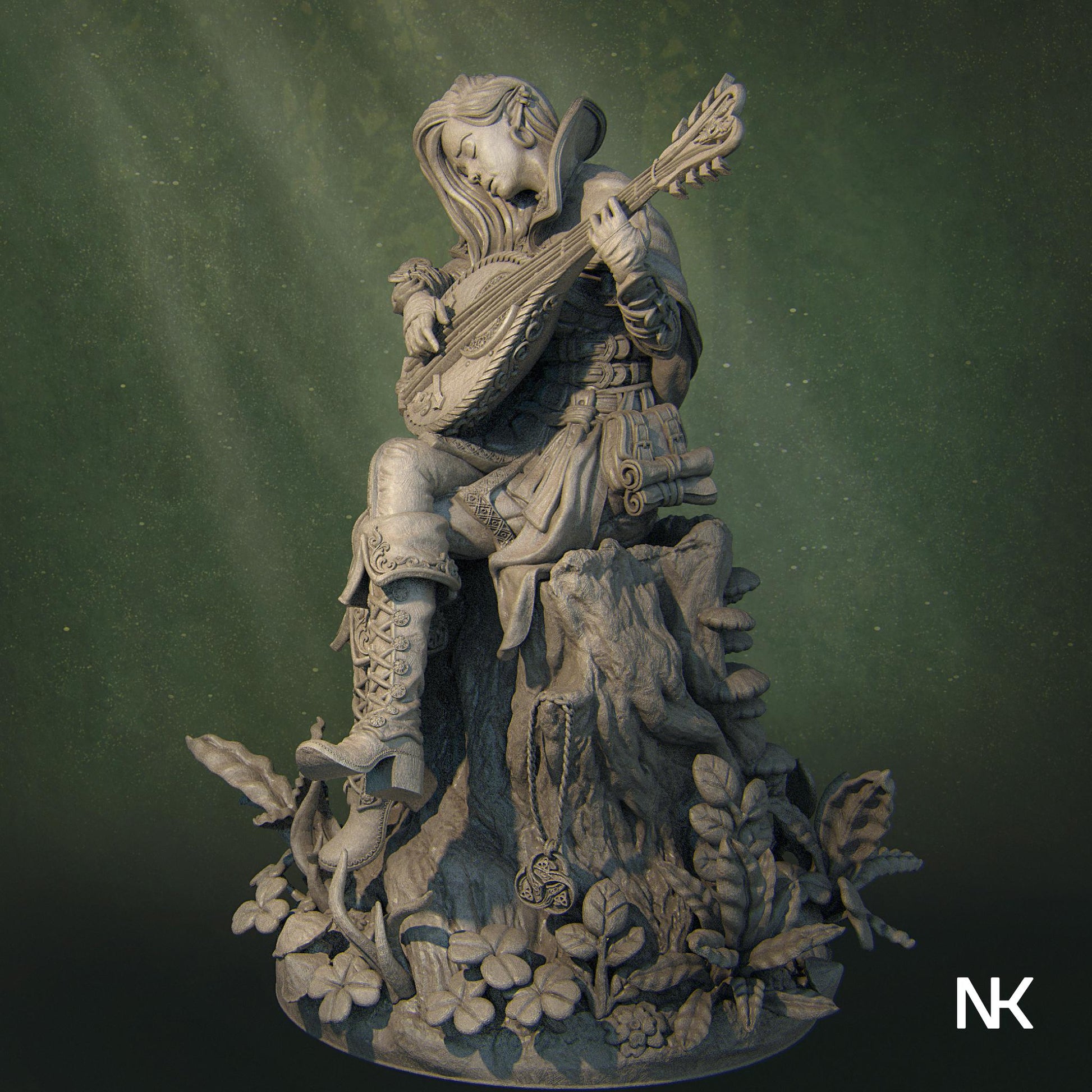 Lisa the Bard | DnD Female Musician Collectible Miniature Statue | 75mm / 140mm | by Nerikson