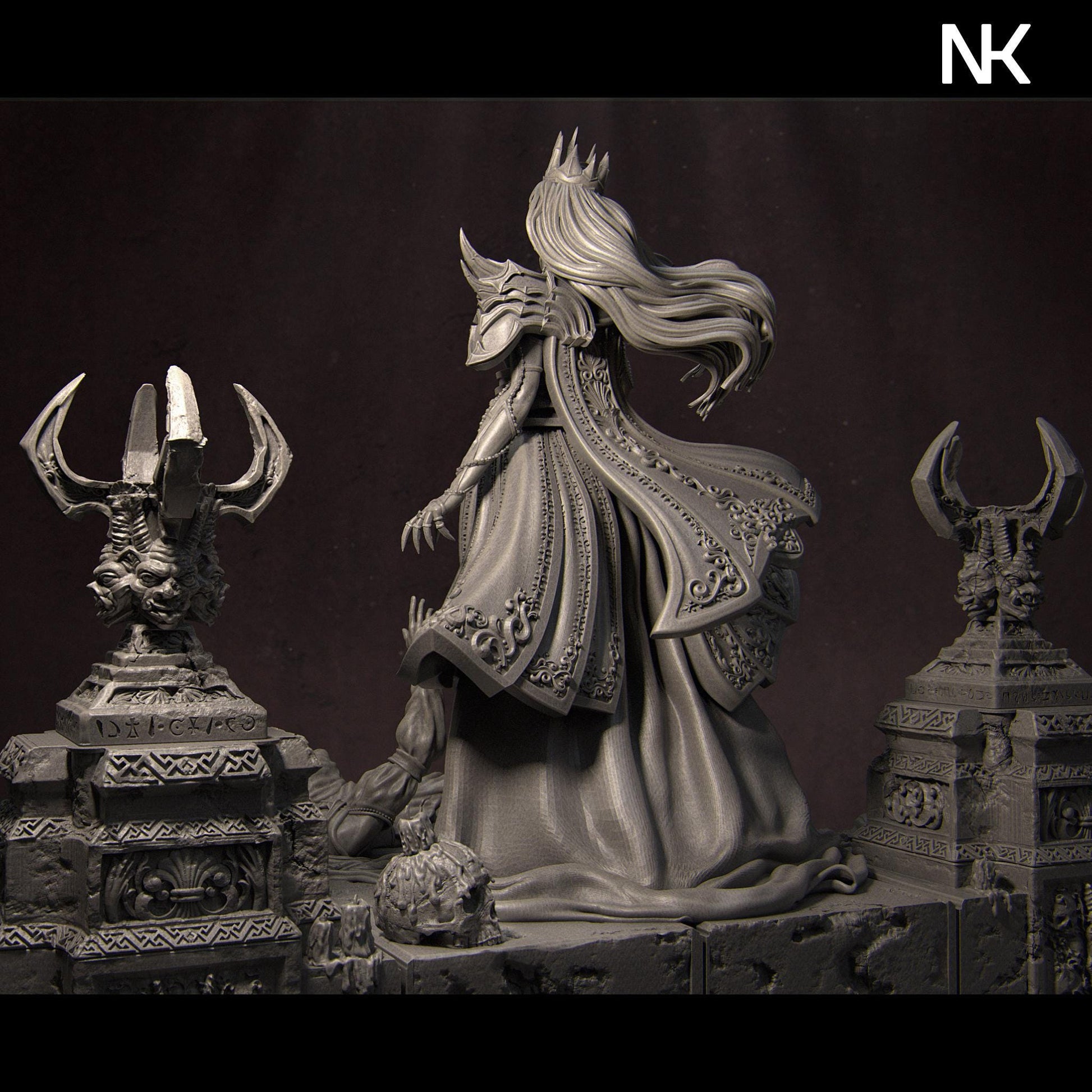 Youth Eternal | DnD Female Vampire Noble Collectible Miniature Statue | 75mm / 140mm | by Nerikson