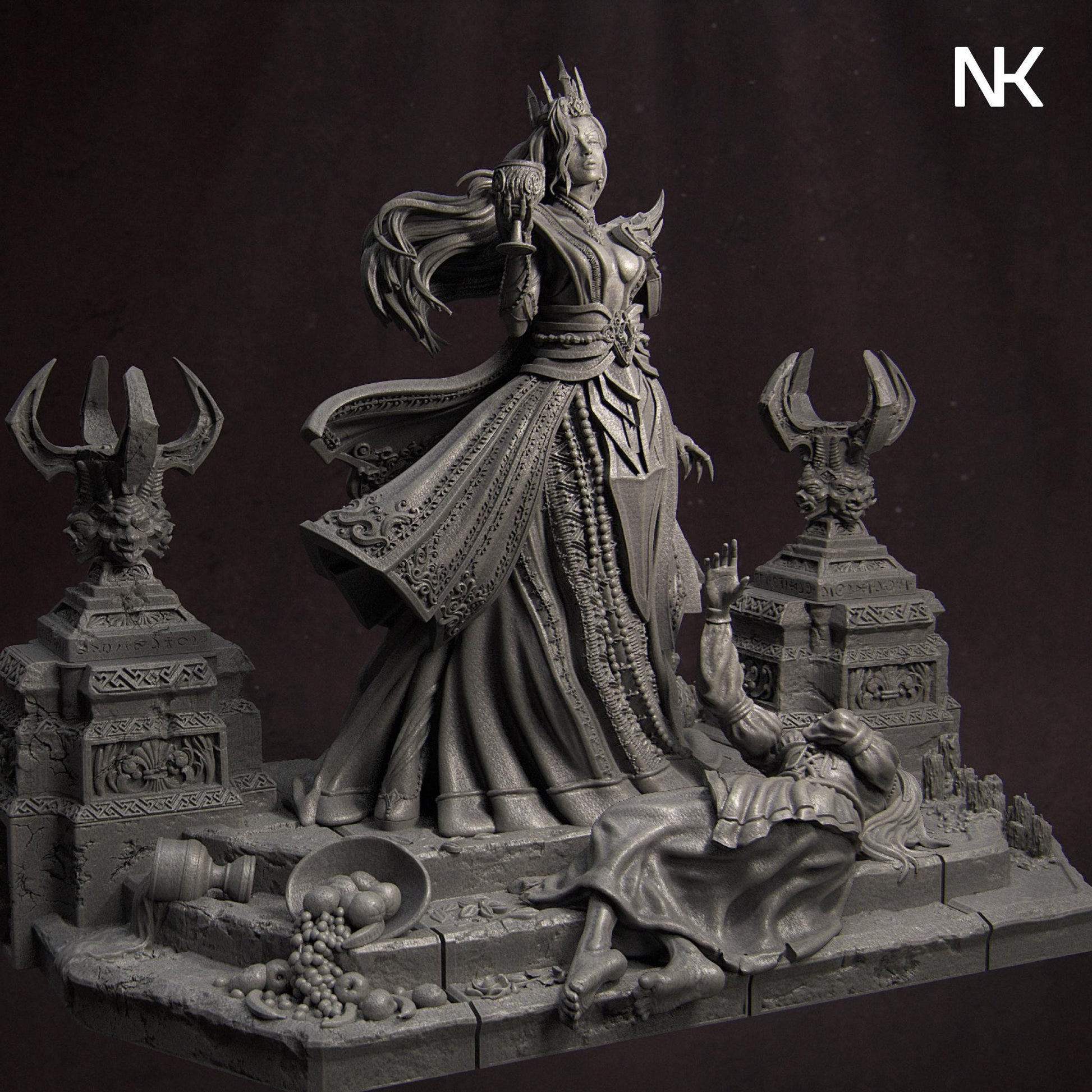 Youth Eternal | DnD Female Vampire Noble Collectible Miniature Statue | 75mm / 140mm | by Nerikson
