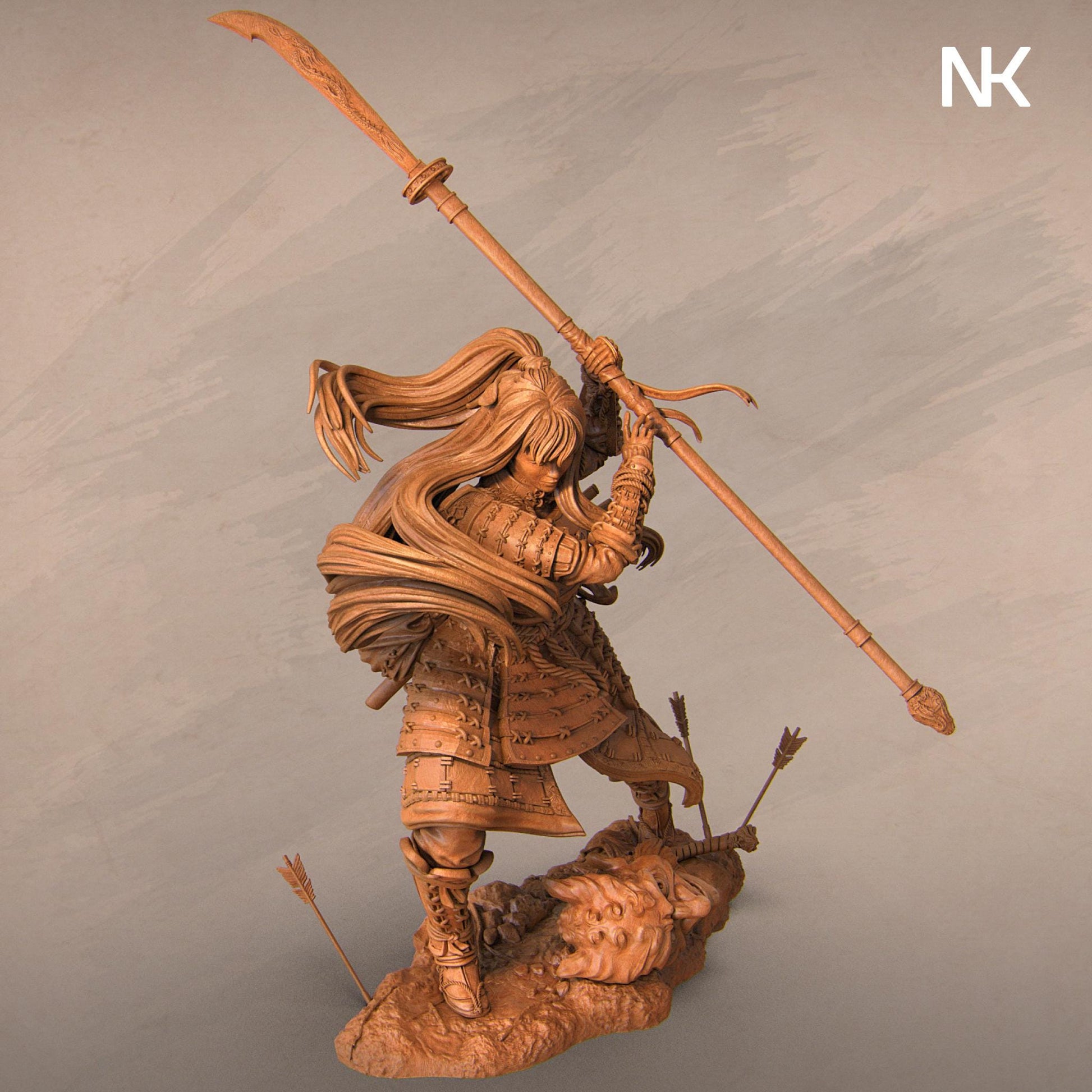 Akiko, the Bounty Hunter | DnD Female Japanese Samurai Onna-Musha Collectible Miniature Statue | 75mm / 140mm | by Nerikson