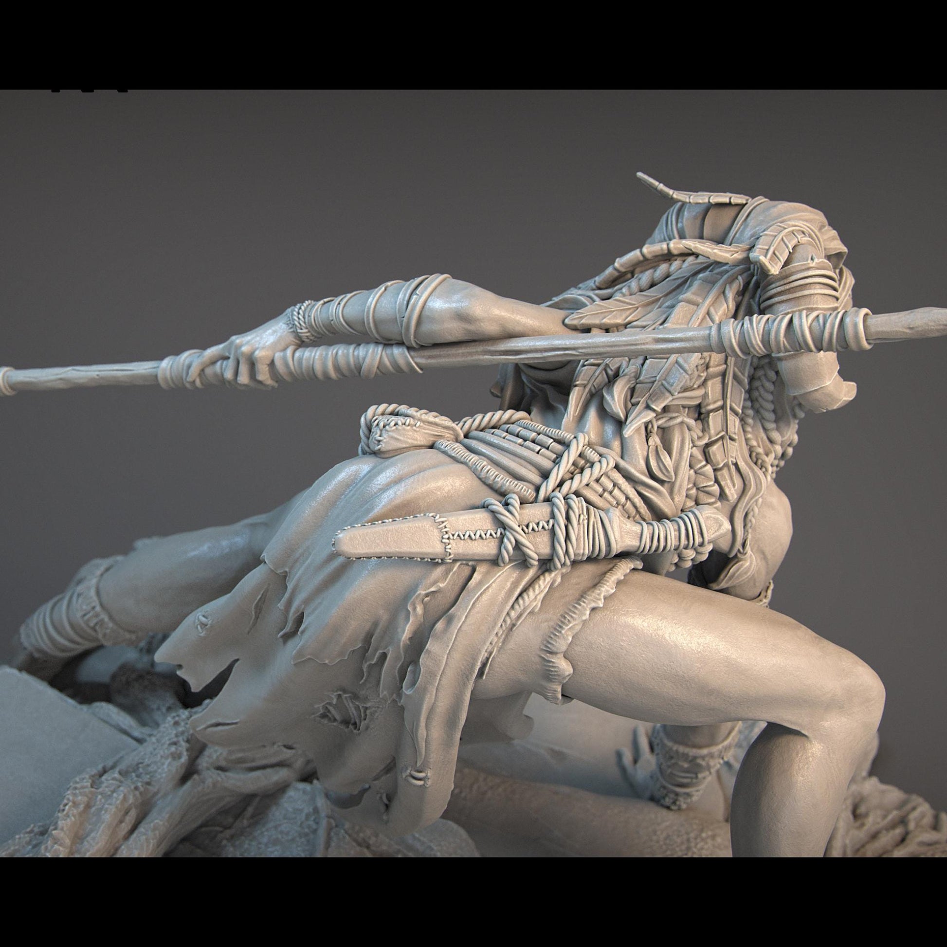 Yaretzi | DnD Female Amazoness Tribal Warrior Collectible Miniature Statue | 75mm / 140mm | by Nerikson