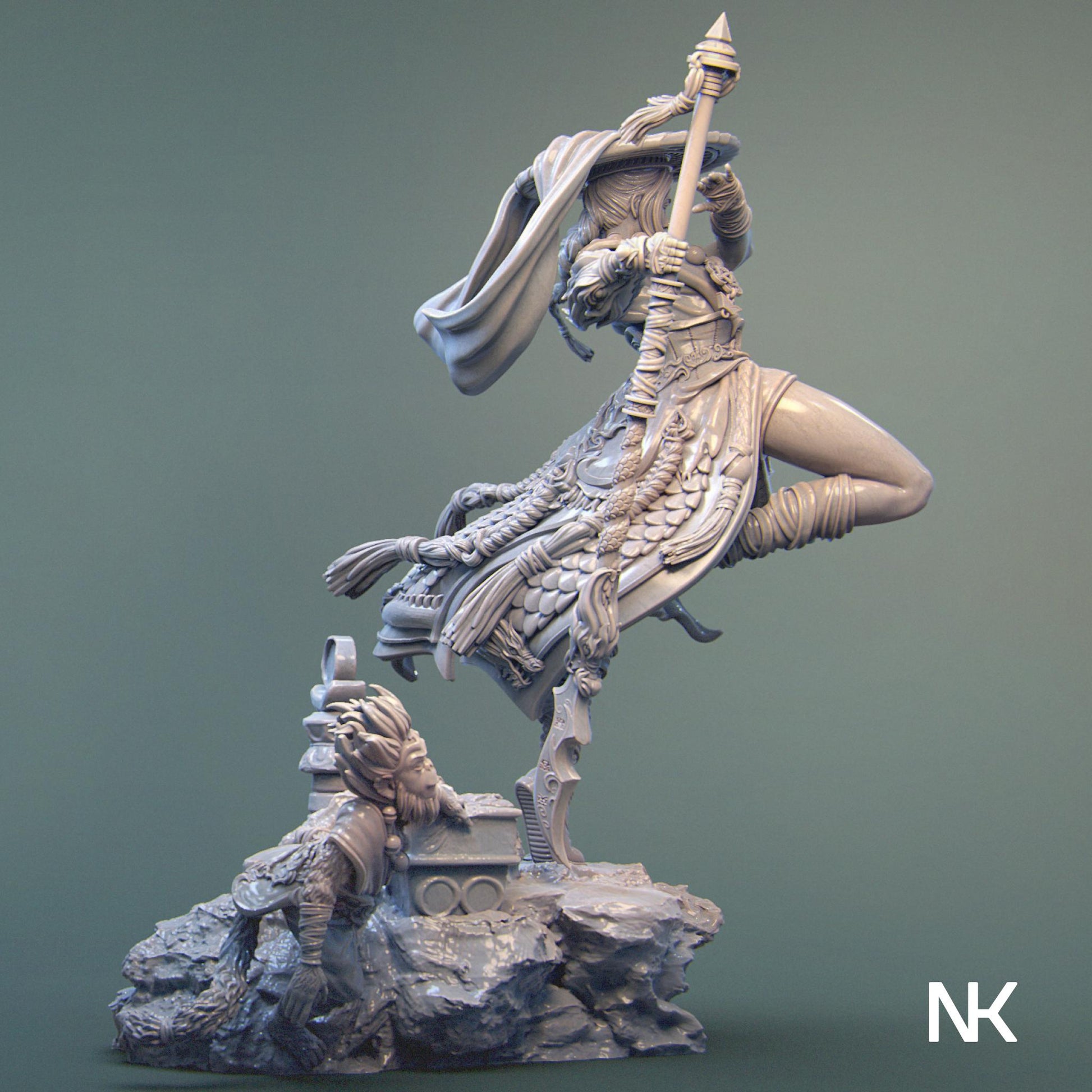 Mu Ron Yin, the Wind Master | DnD Female Monk Collectible Miniature Statue | 75mm / 140mm | by Nerikson