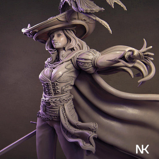 Elle the Musketeer | DnD Female Fighter Warrior Collectible Miniature Statue | 75mm / 140mm | by Nerikson