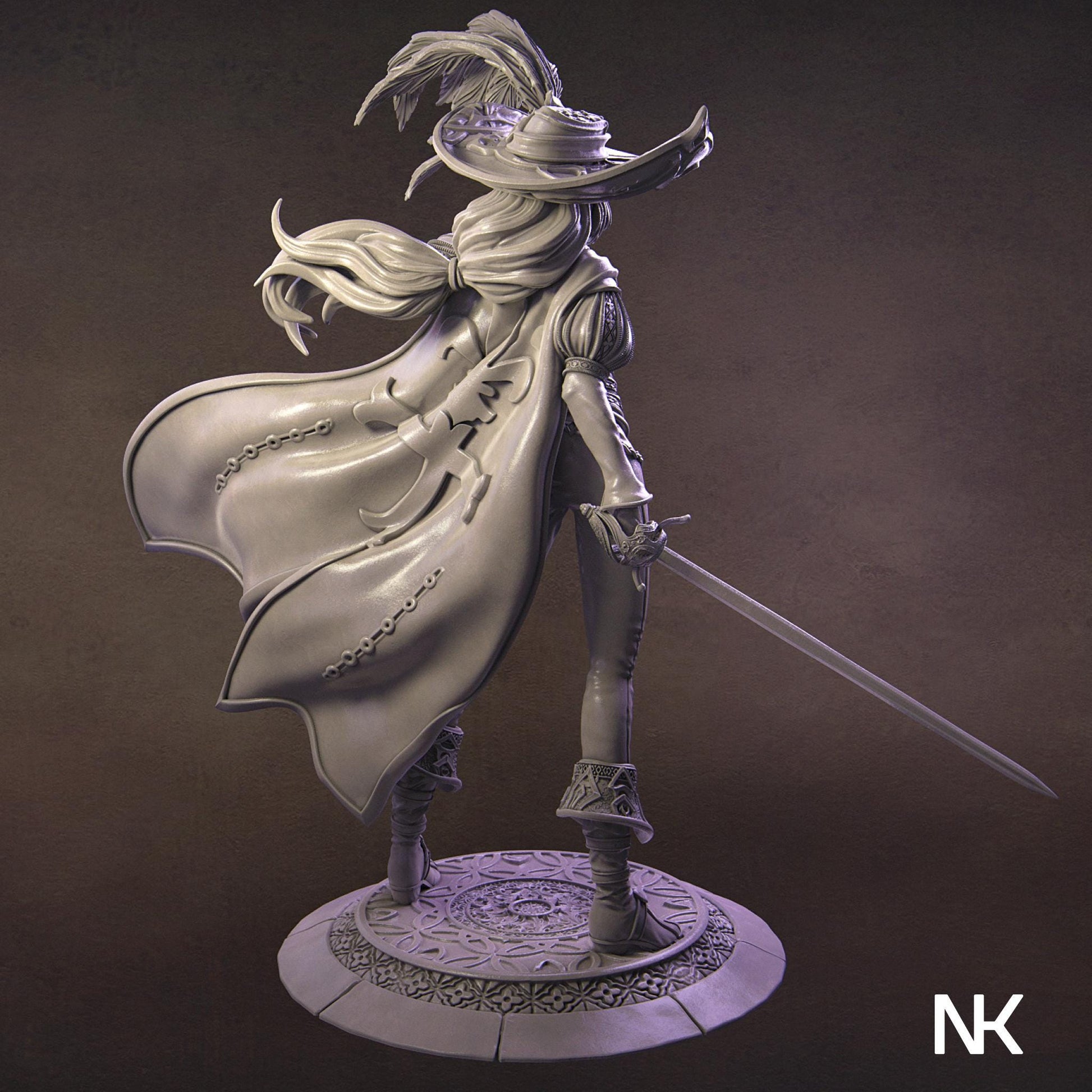 Elle the Musketeer | DnD Female Fighter Warrior Collectible Miniature Statue | 75mm / 140mm | by Nerikson