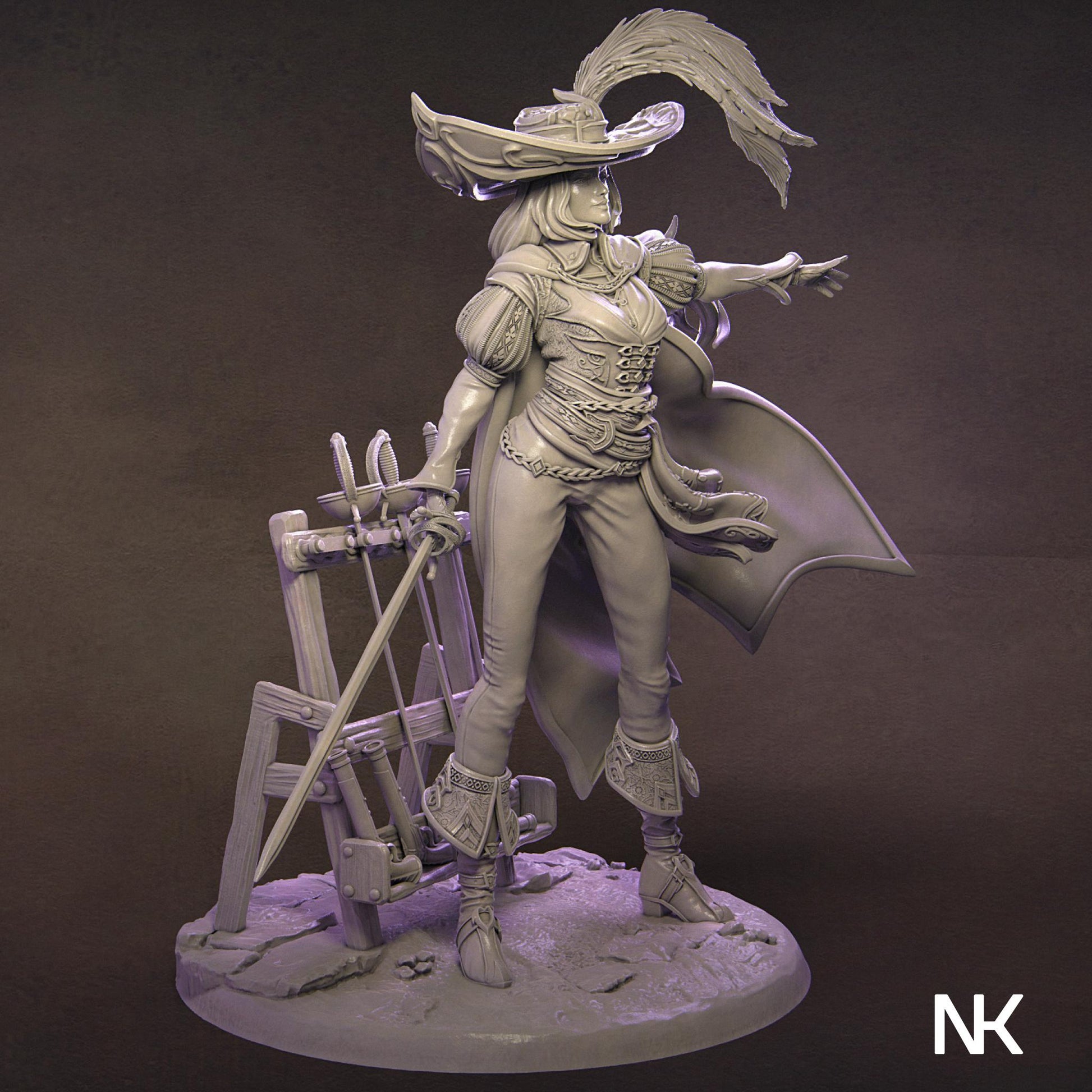 Elle the Musketeer | DnD Female Fighter Warrior Collectible Miniature Statue | 75mm / 140mm | by Nerikson