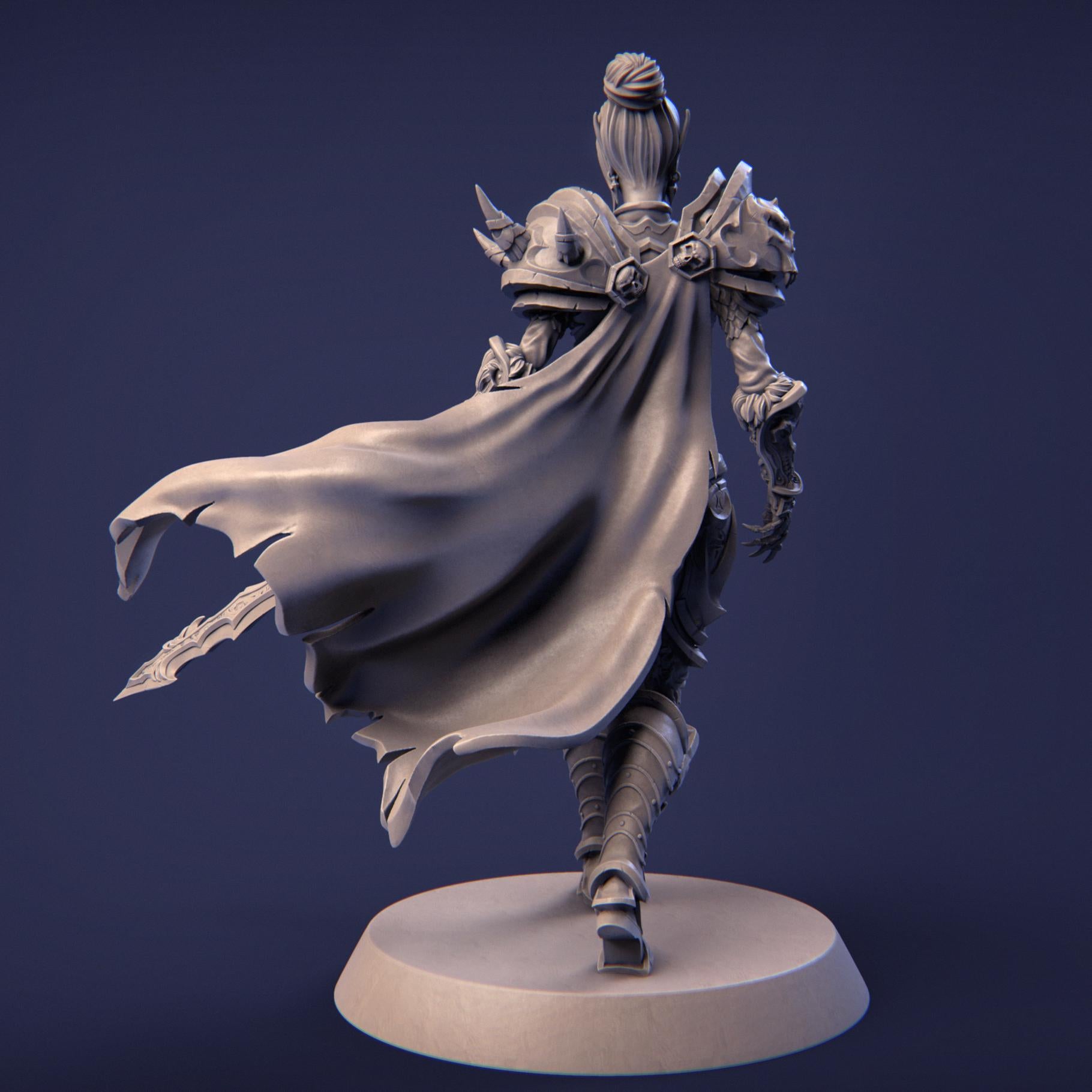 Ashinna the Revenant | DnD Female Elf Knight Paladin Collectible Miniature Statue | 75mm / 140mm | by Nerikson