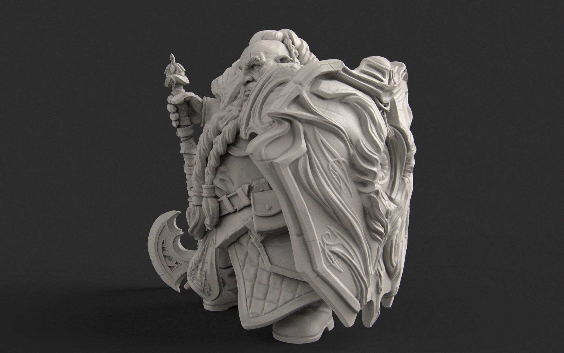 Dwarf Fighter | DnD Dwarf Knight Collectible Miniature | 32mm / 75mm | by Nerikson