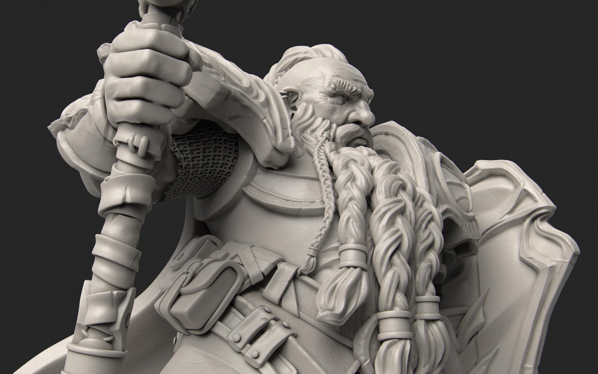 Dwarf Fighter | DnD Dwarf Knight Collectible Miniature | 32mm / 75mm | by Nerikson