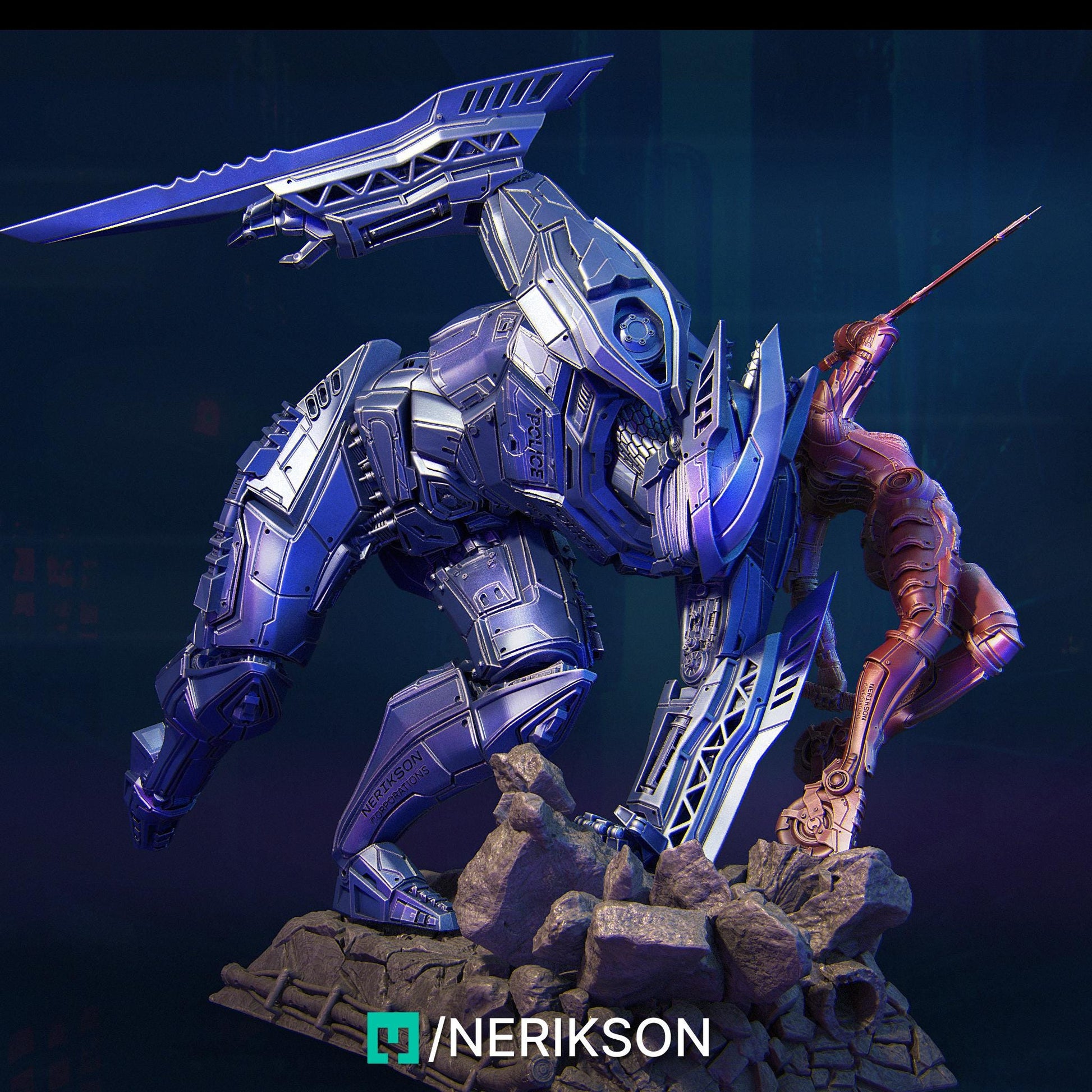 B.A.U.R.G Unit vs Eve | Sci-fi Collectible Resin Diorama | by Nerikson