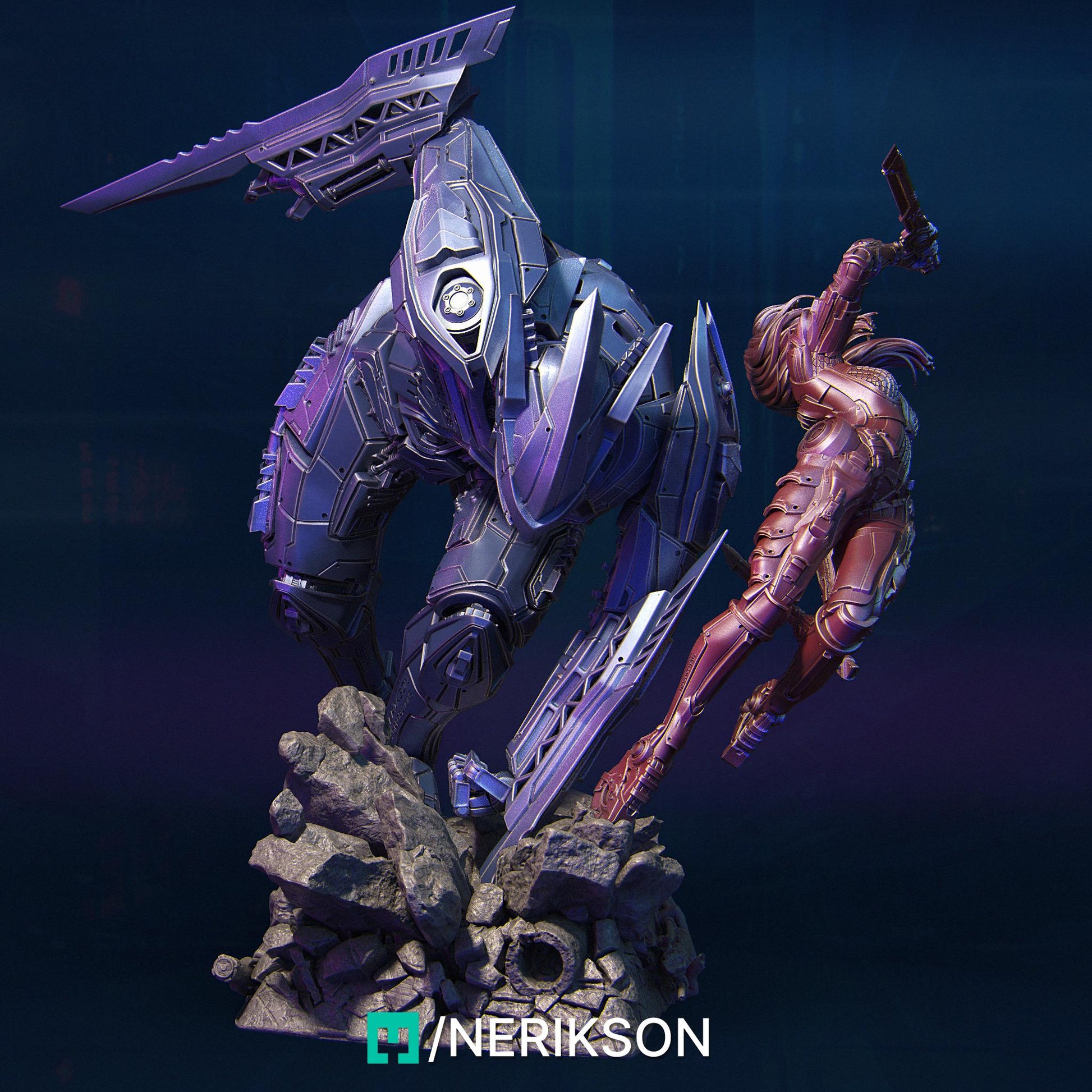 B.A.U.R.G Unit vs Eve | Sci-fi Collectible Resin Diorama | by Nerikson