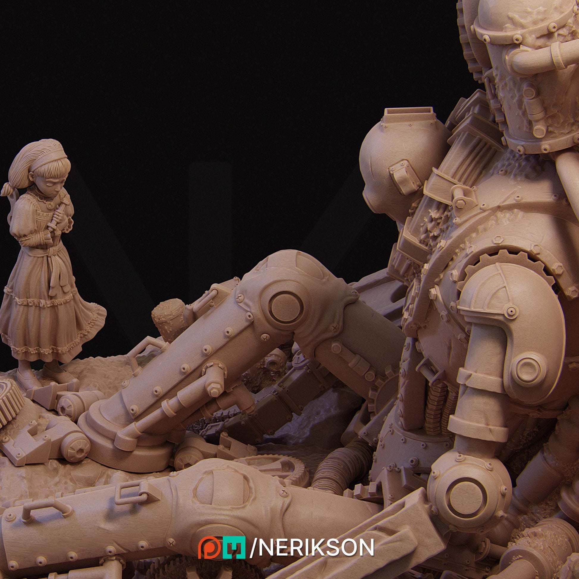 The Abandoned Robot | Steampunk Clockpunk Collectible Resin Diorama | by Nerikson