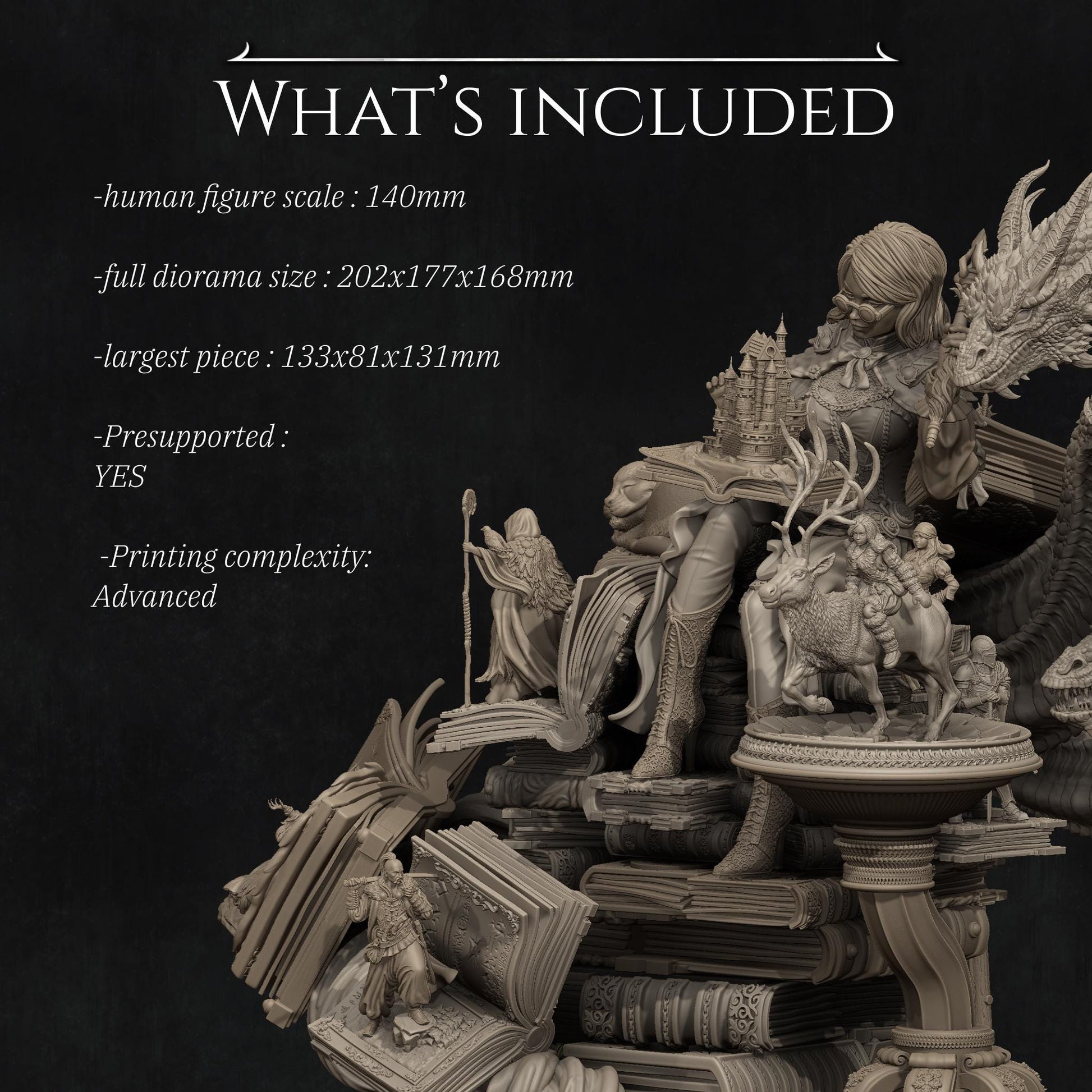 Orinthia the Magical Librarian Diorama | Fantasy Storyteller Collectible Resin Diorama | by Nerikson