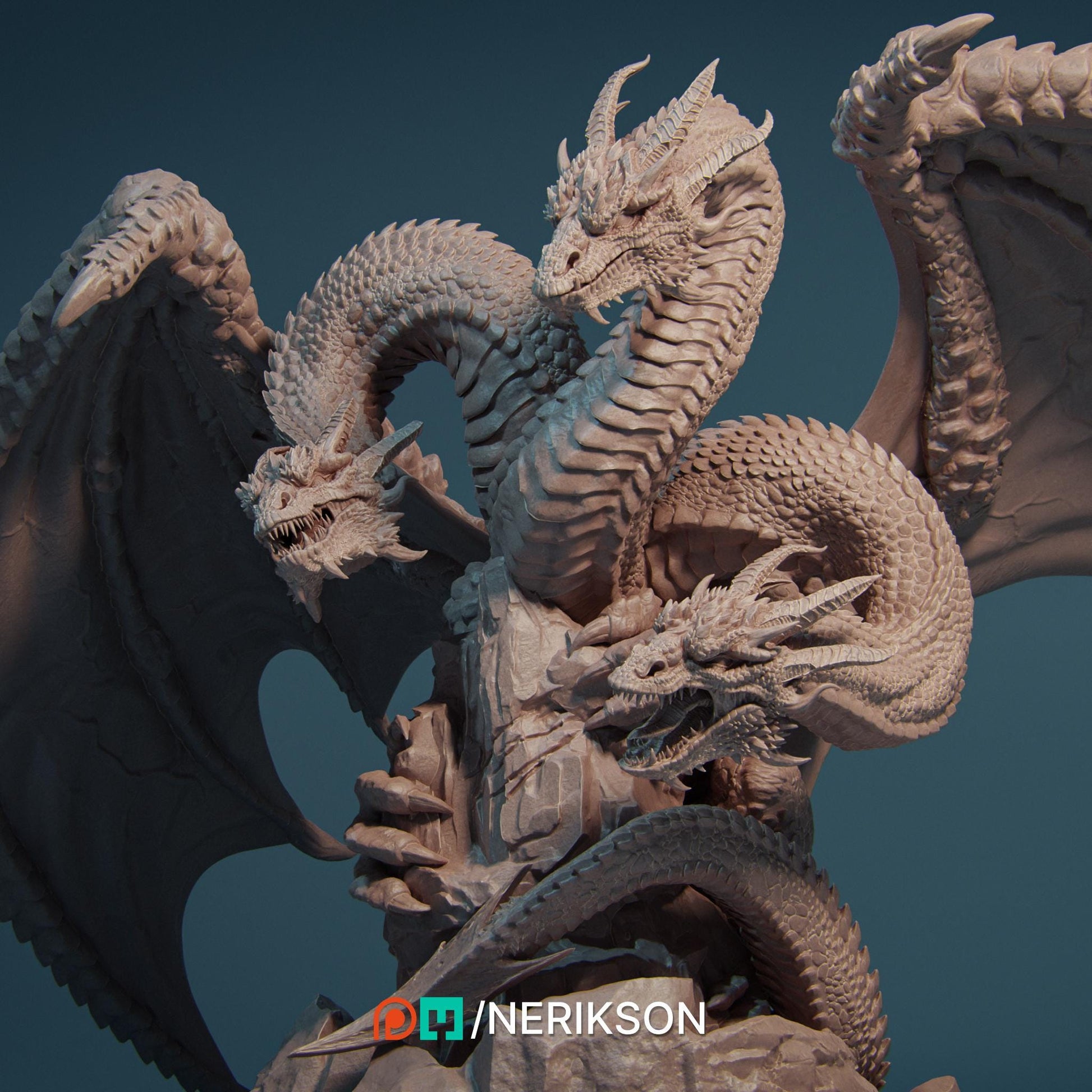 Zmei, the Three-headed Dragon | Fantasy Large Collectible Resin Dragon Miniature Garage Kit | by Nerikson