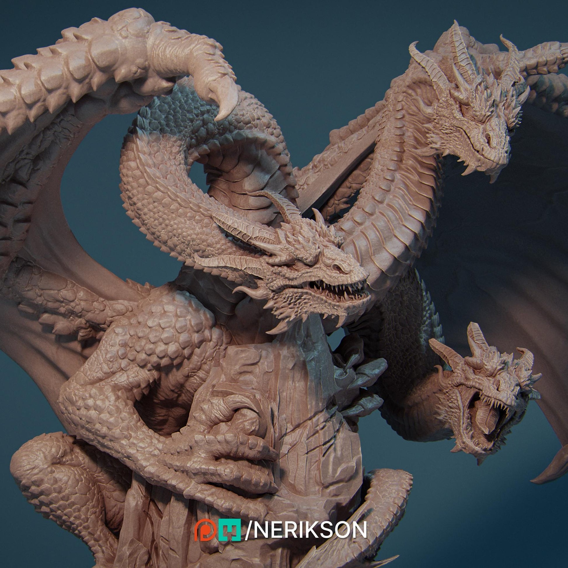 Zmei, the Three-headed Dragon | Fantasy Large Collectible Resin Dragon Miniature Garage Kit | by Nerikson