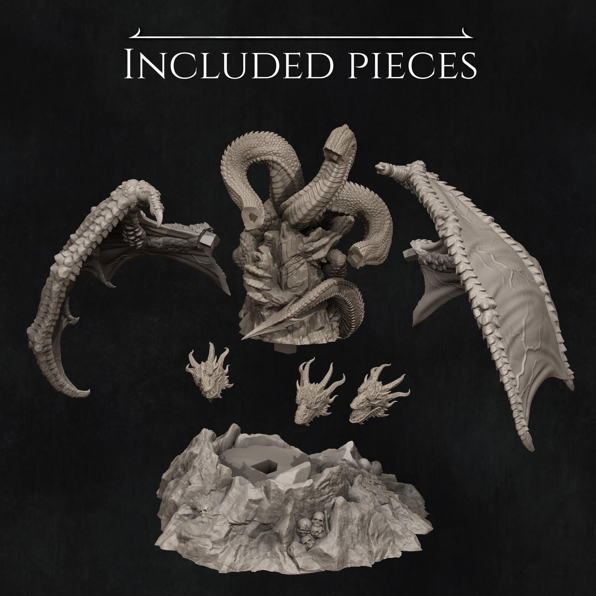 Zmei, the Three-headed Dragon | Fantasy Large Collectible Resin Dragon Miniature Garage Kit | by Nerikson