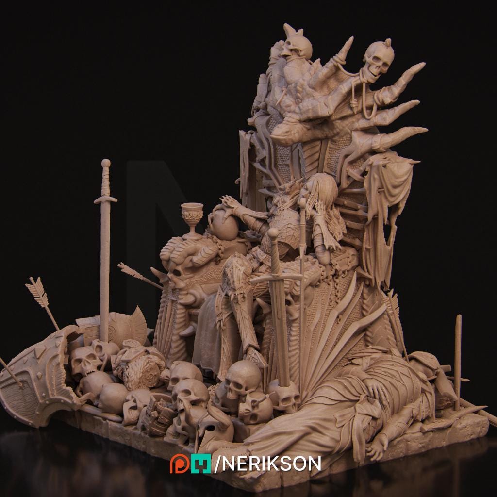 Aleehra the Dragon Knight Diorama | Fantasy Female Paladin Collectible Resin Diorama | by Nerikson