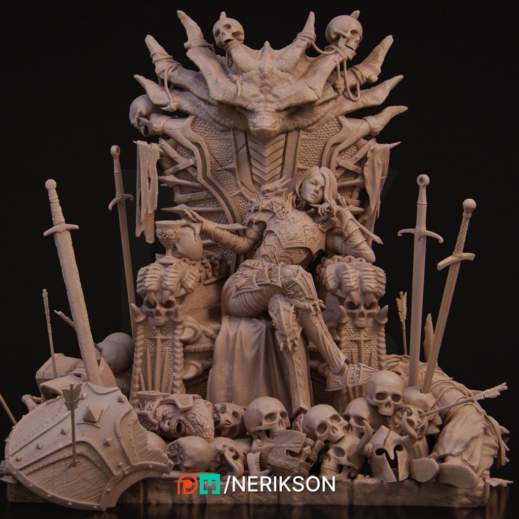 Aleehra the Dragon Knight Diorama | Fantasy Female Paladin Collectible Resin Diorama | by Nerikson