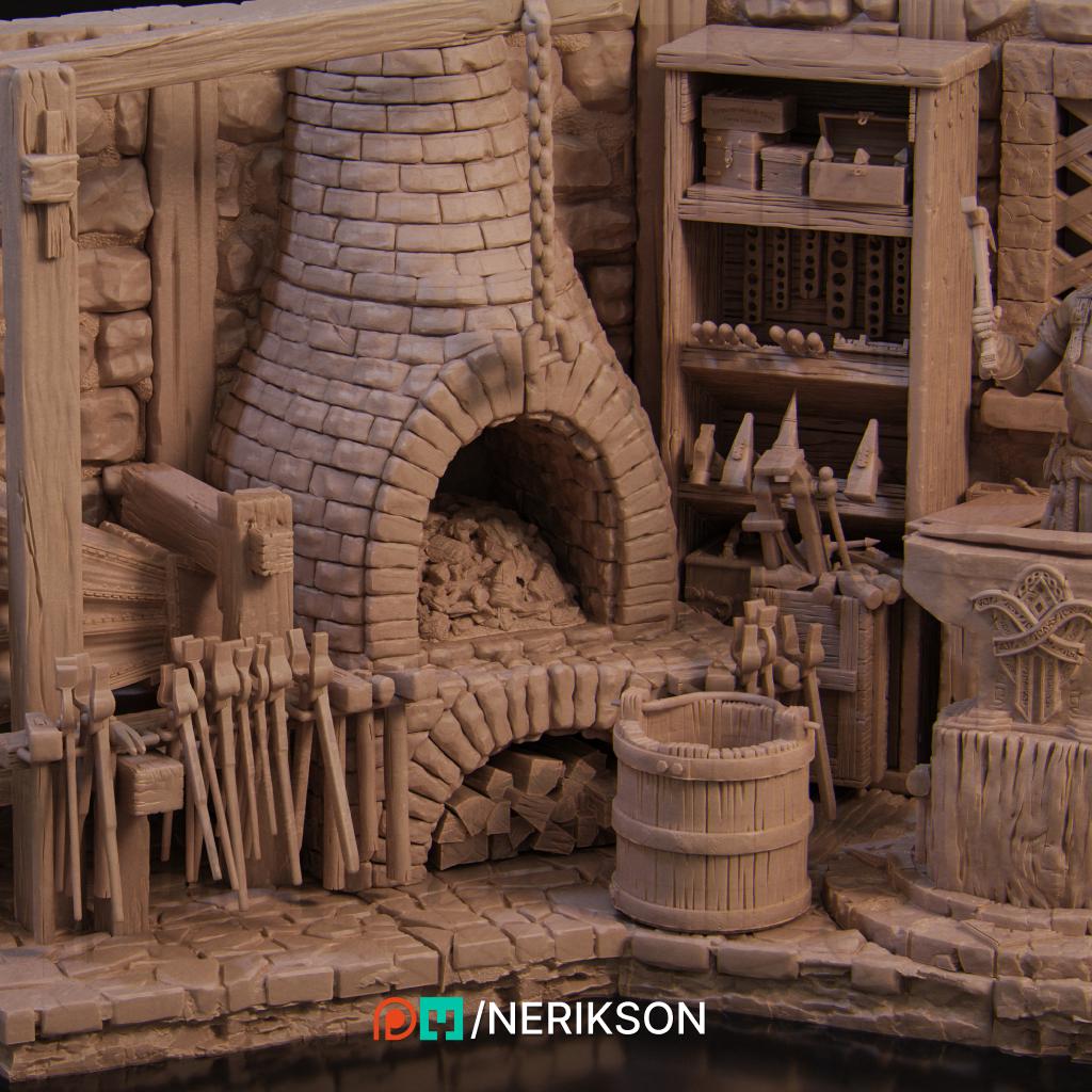 Lara the Blacksmith Diorama | Fantasy Female Collectible Resin Diorama | by Nerikson