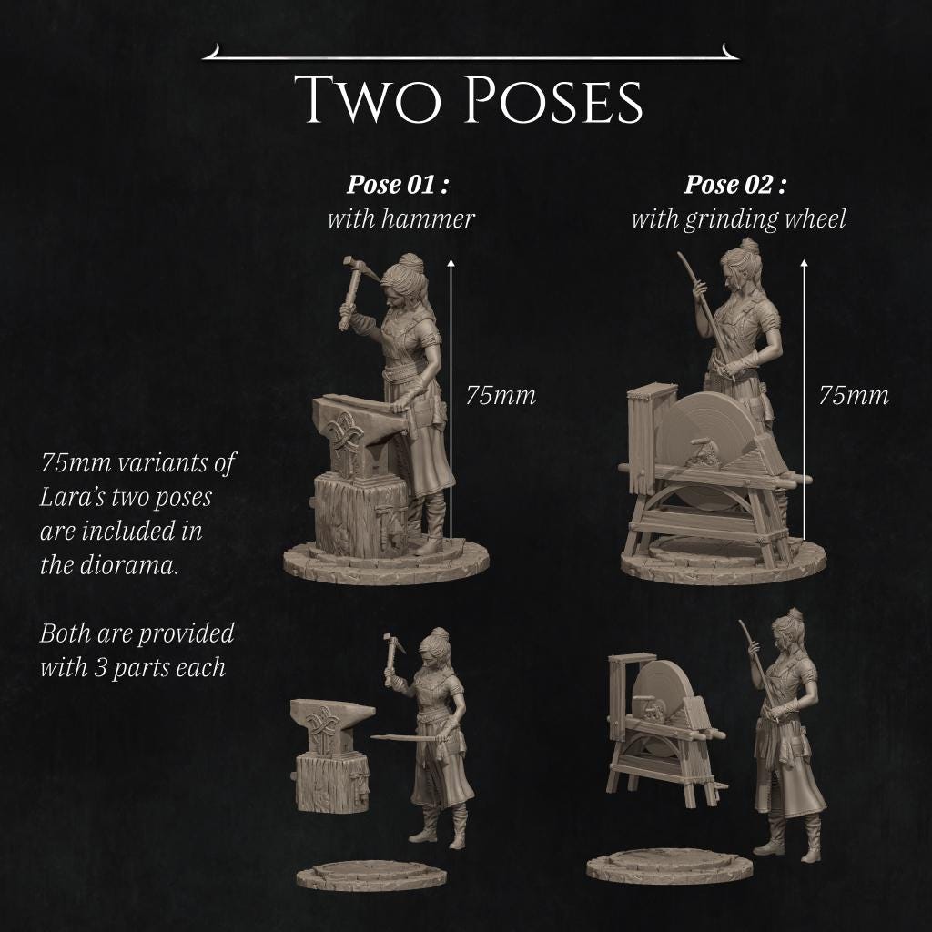 Lara the Blacksmith Diorama | Fantasy Female Collectible Resin Diorama | by Nerikson