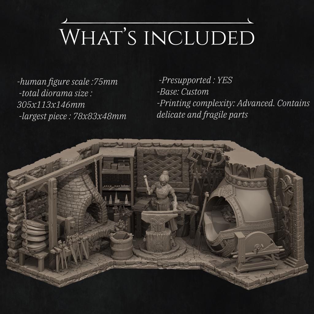 Lara the Blacksmith Diorama | Fantasy Female Collectible Resin Diorama | by Nerikson