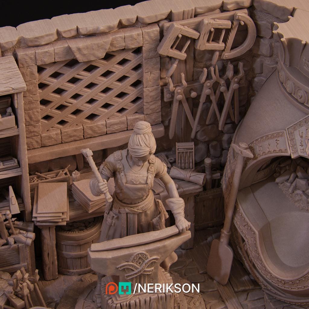 Lara the Blacksmith Diorama | Fantasy Female Collectible Resin Diorama | by Nerikson