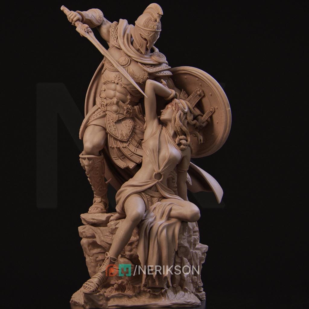 Medusa and Perseus | Fantasy Greek Mythology Gorgon Collectible Resin Diorama | by Nerikson